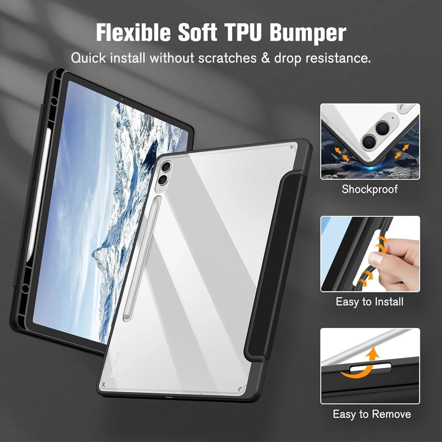 کاور باریک هیبریدی MAKINGTEC مناسب برای تبلت سامسونگ گلکسی تب S9 FE+ پلاس/گلکسی تب S9+ پلاس ۱۲.۴ اینچ ۲۰۲۳ به همراه جای قلم S Pen، کاور ضد ضربه با پشت شفاف، قابلیت بیدار/خواب خودکار، مشکی کاور باریک هیبریدی MAKINGTEC مناسب برای تبلت سامسونگ گلکسی تب S9 FE+ پلاس/گلکسی تب S9+ پلاس ۱۲.۴ اینچ ۲۰۲۳ به همراه جای قلم S Pen، کاور ضد ضربه با پشت شفاف، قابلیت بیدار/خواب خودکار، مشکی