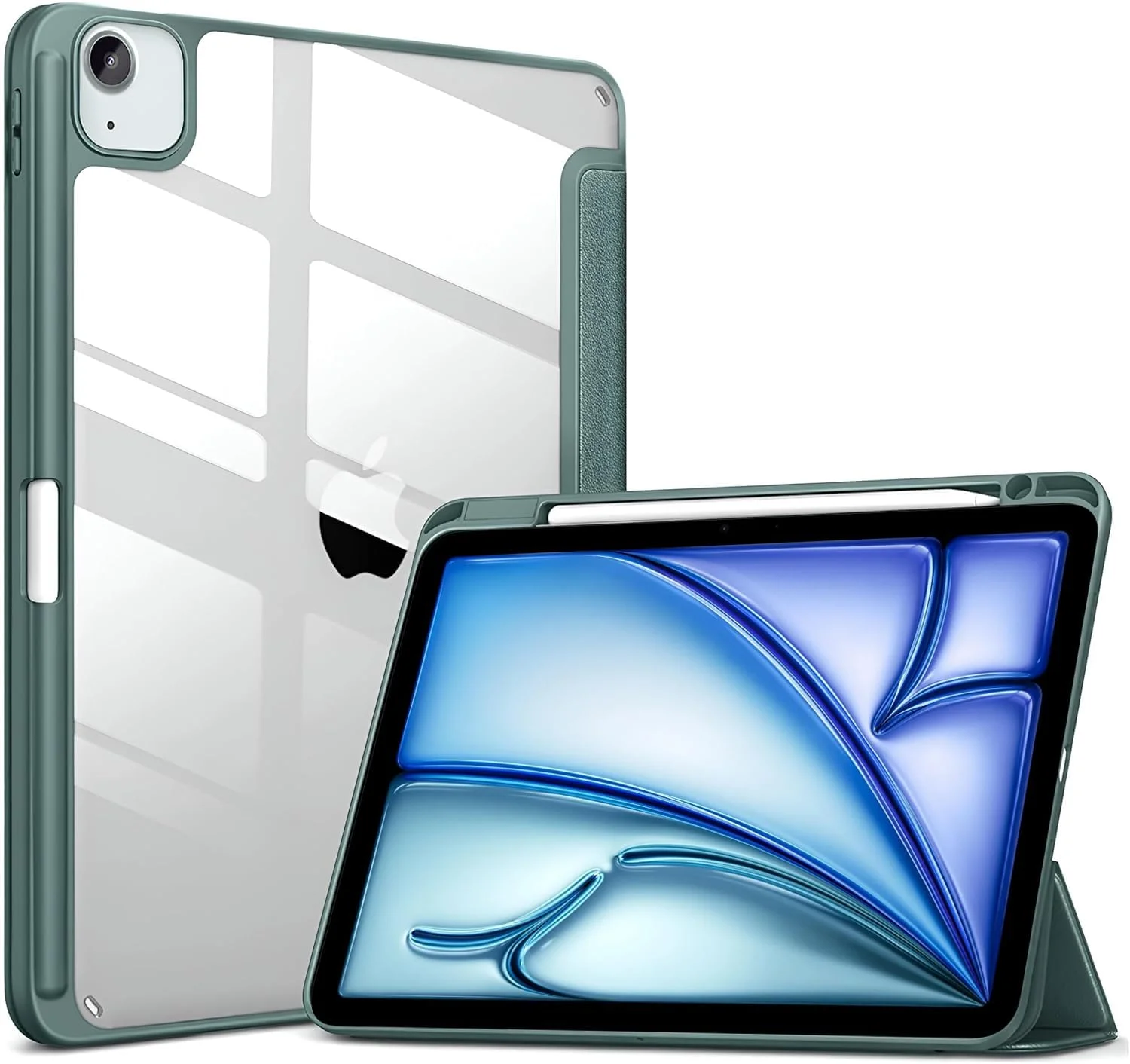 کاور محافظ ProElite برای آیپد ایر ۱۳ اینچ ۲۰۲۴ M2، کاور هوشمند شفاف برای آیپد ایر ۱۳ اینچ M2 2024 به همراه جای قلم، سبز تیره کاور محافظ ProElite برای آیپد ایر ۱۳ اینچ ۲۰۲۴ M2، کاور هوشمند شفاف برای آیپد ایر ۱۳ اینچ M2 2024 به همراه جای قلم، سبز تیره