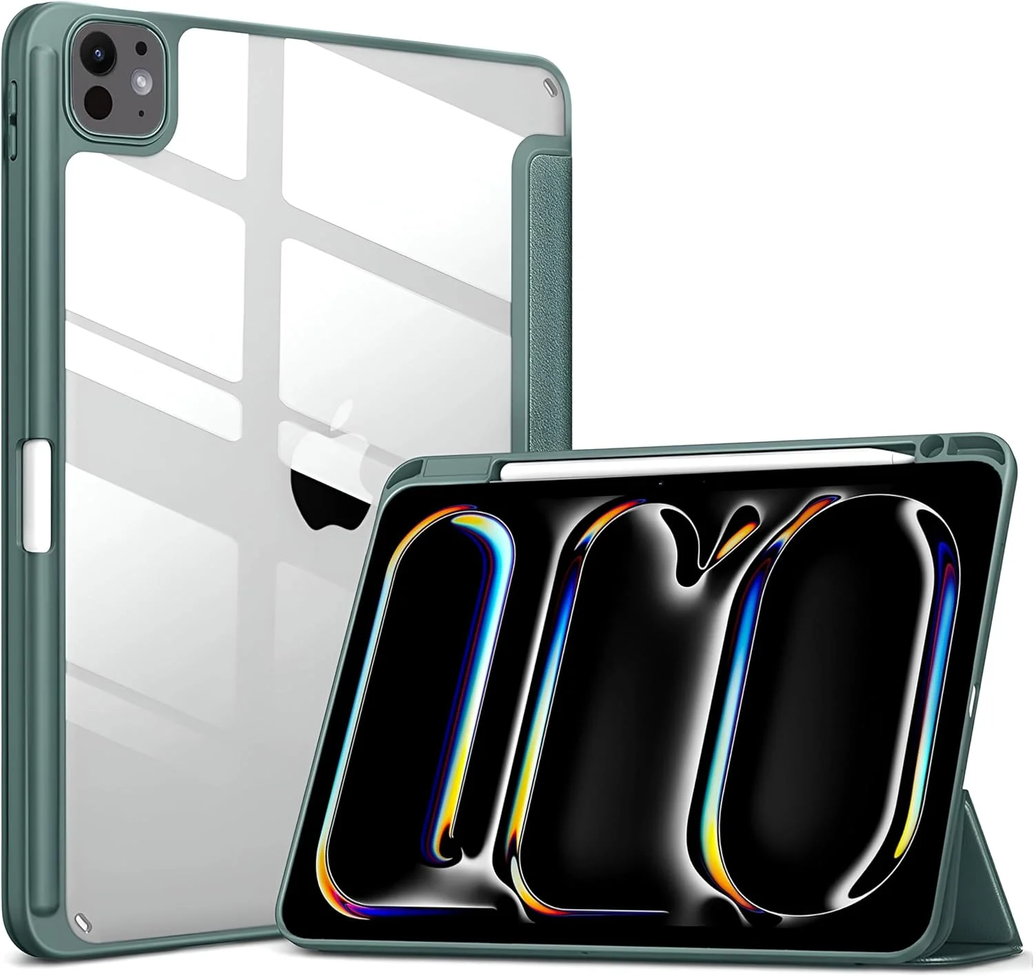 کاور محافظ ProElite برای Apple iPad Pro 13 اینچ 2024 M4، کاور هوشمند شفاف برای iPad Pro 13 اینچ M4 2024 به همراه جای قلم، سبز تیره کاور محافظ ProElite برای Apple iPad Pro 13 اینچ 2024 M4، کاور هوشمند شفاف برای iPad Pro 13 اینچ M4 2024 به همراه جای قلم، سبز تیره