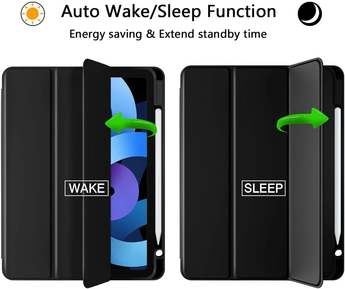 کاور هوشمند سه تایی چرمی PU Muzz برای آیپد ایر ۱۳ اینچی (M2) 2024، قاب پشتی سخت PC، استند با زوایای دید چندگانه، بیدار/خواب خودکار، کاور باریک (آیپد ایر ۱۳ ۲۰۲۴)