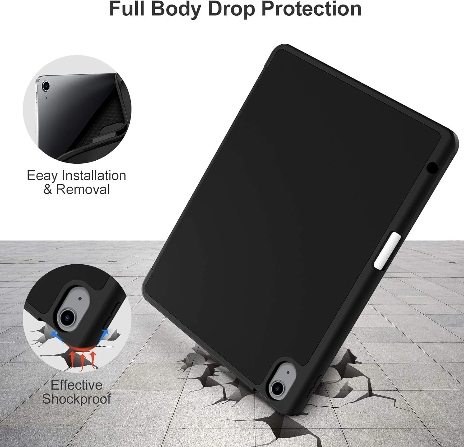 کاور هوشمند سه تایی چرمی PU Muzz برای آیپد ایر ۱۳ اینچی (M2) 2024، قاب پشتی سخت PC، استند با زوایای دید چندگانه، بیدار/خواب خودکار، کاور باریک (آیپد ایر ۱۳ ۲۰۲۴)