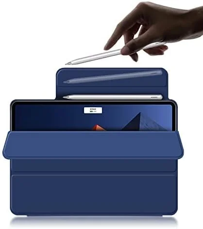 کاور محافظ تبلت میت بوک E مدل DRC-W58 سایز 12.6 اینچ 2022 - فوق العاده نازک، سبک، با آهنربای قوی، جلد هوشمند چرمی PU با قابلیت استند (آبی)