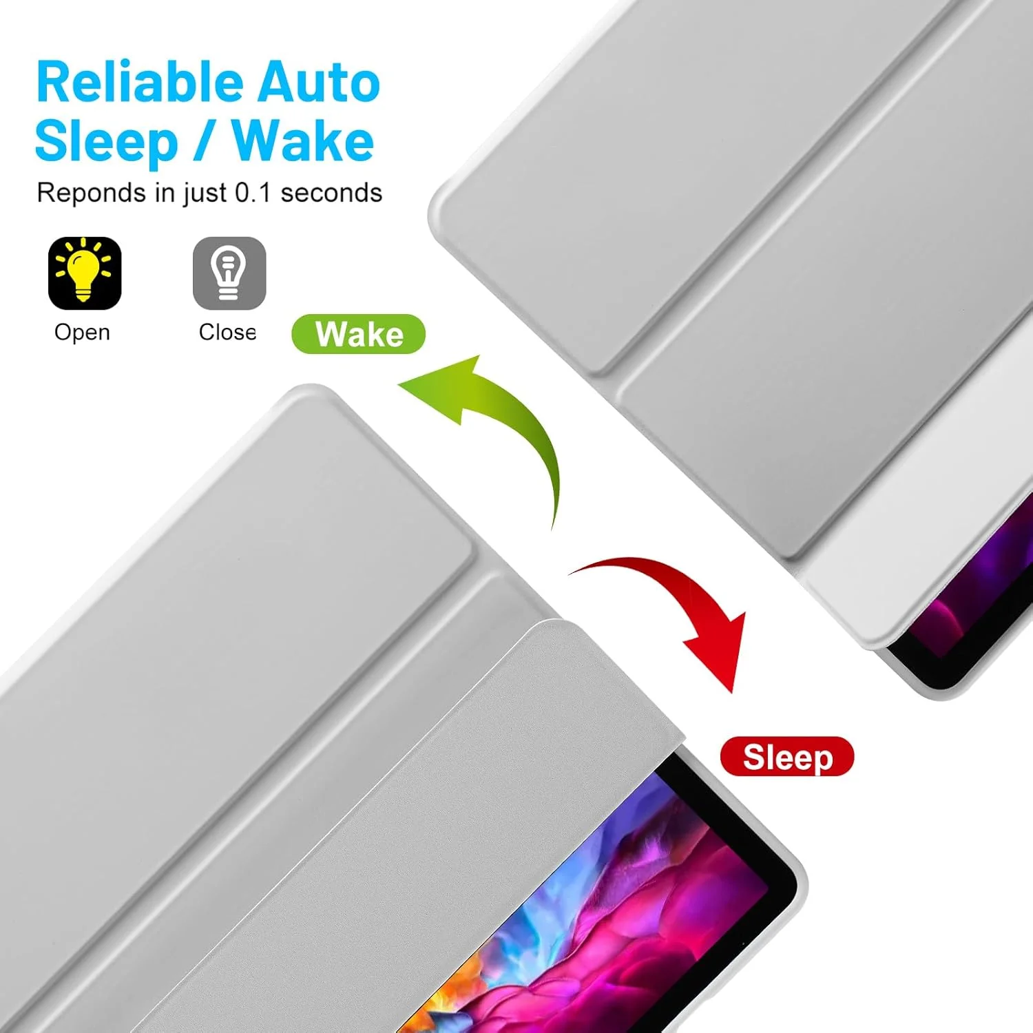 کیف پالکیتسی مناسب برای تبلت سامسونگ گلکسی تب S9 11 اینچ 2023 با جای قلم S Pen، کیف محافظ هوشمند سه تایی با پشت TPU نرم، پوشش خواب/بیدار خودکار برای کیف سامسونگ گلکسی تب S9 11، خاکستری