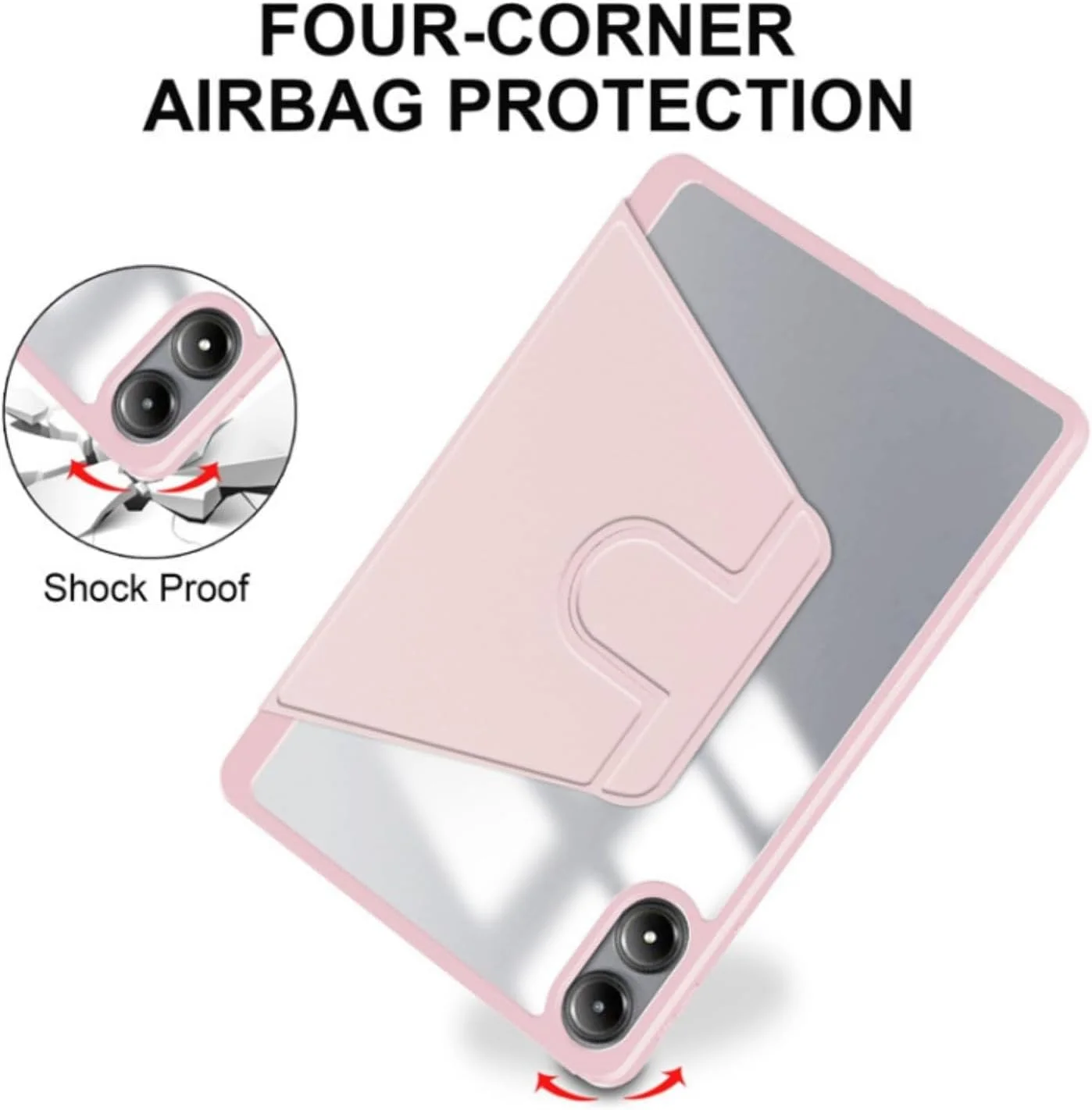 کیف محافظ QIXUZENI سازگار با Honor Pad X9 / Honor Pad X8a، کاور 11.5 اینچی (2024)، کیف سخت PC اکریلیک شفاف چند زاویه ای با جای قلم، کاور محافظ استند با پشت شفاف، بیدار/خواب خودکار (صورتی)