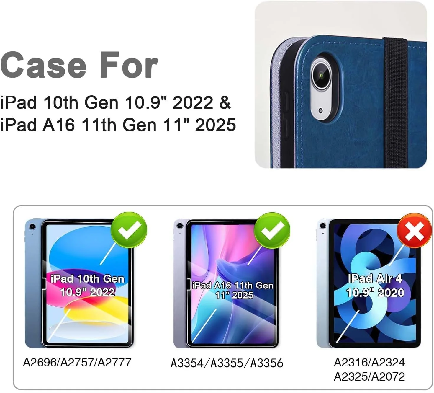 کیف محافظ آیپد (A16) نسل یازدهم 11 اینچ 2025، آیپد نسل دهم 10.9 اینچ 2022، کاور استند فولیو چرمی تجاری ممتاز با نگهدارنده مداد - بیدار/خواب خودکار، آبی سرمه ای