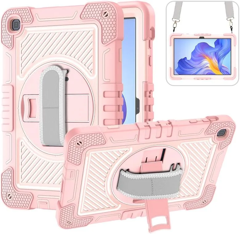 کیف تبلت Nikaque مناسب برای Honor Pad X8 10.1 اینچ، مقاوم و بادوام، سه لایه ضد ضربه، دارای پایه چرخان 360 درجه، همراه با بند دستی و بند شانه، تماما صورتی کیف تبلت Nikaque مناسب برای Honor Pad X8 10.1 اینچ، مقاوم و بادوام، سه لایه ضد ضربه، دارای پایه چرخان 360 درجه، همراه با بند دستی و بند شانه، تماما صورتی