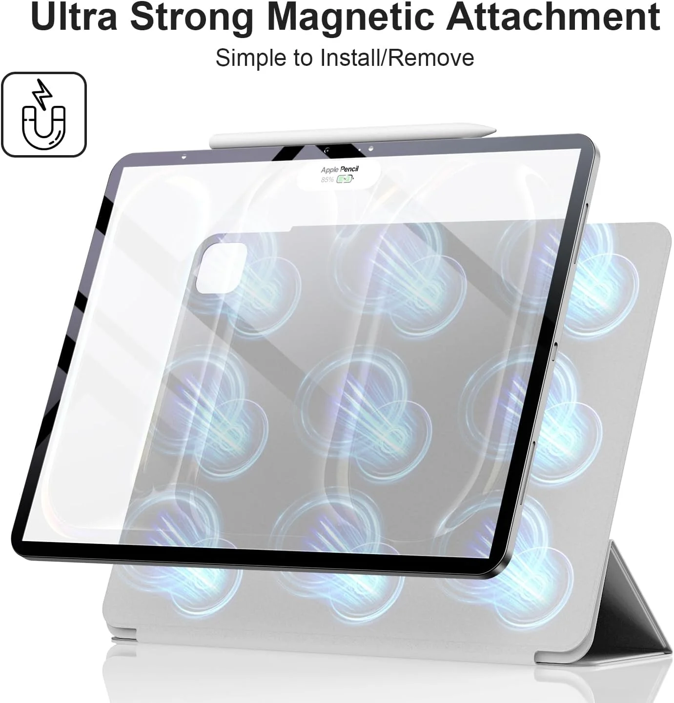 کاور ZtotopCases برای آیپد پرو 12.9 اینچ 2020 (نسل چهارم)، کاور محافظ مغناطیسی فوق العاده باریک، سبک و تاشو با قابلیت خواب/بیدار شدن خودکار و پشتیبانی از شارژ قلم آیپد، خاکستری