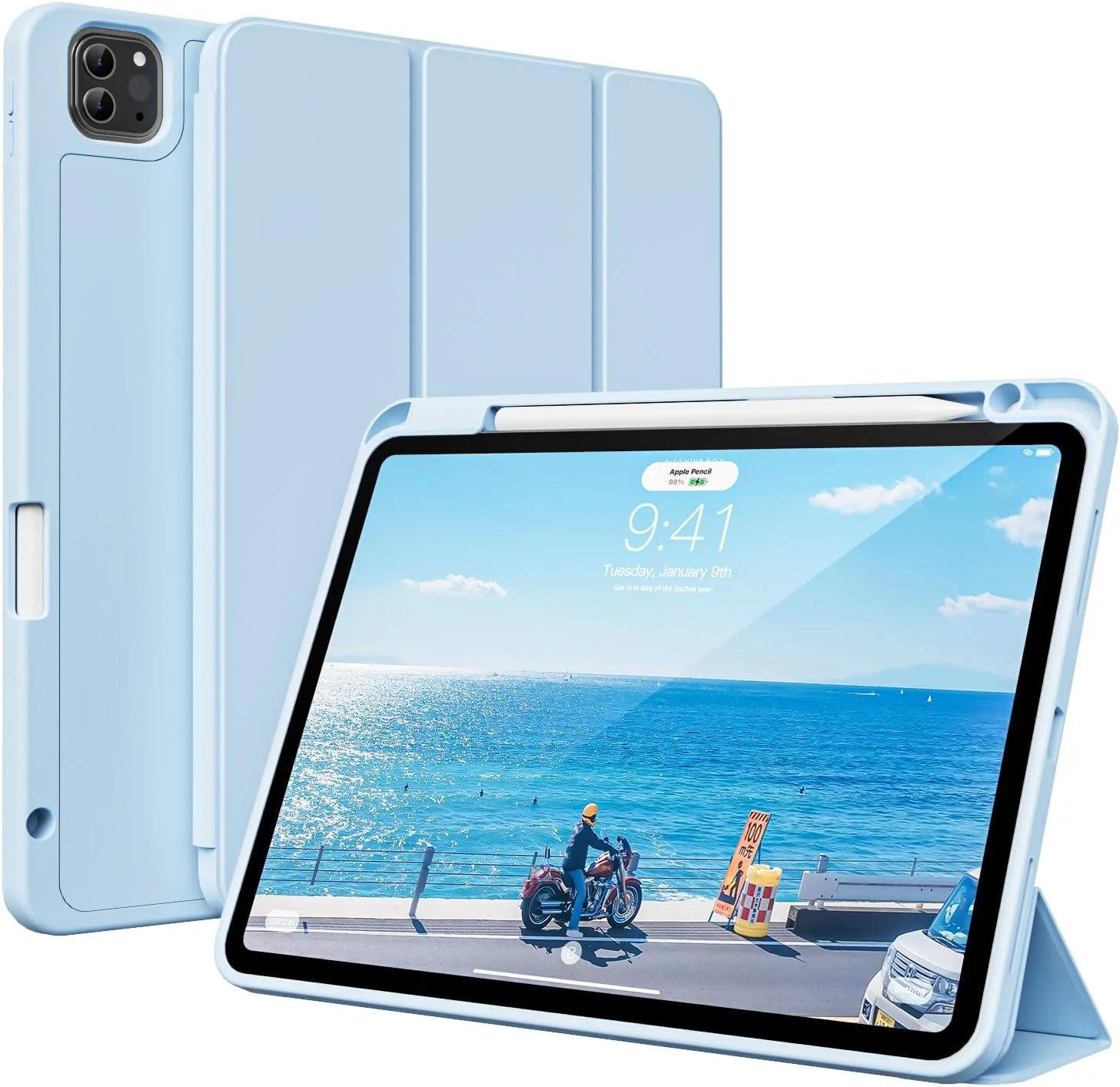 کیف آیپد پرو 11 اینچ KVTVOU مدل 2022 (نسل 4)/2021 (نسل 3)/2020 (نسل 2) با جای قلم، کاور سه تایی باریک و هوشمند، پشتیبانی از شارژ قلم و حالت خواب/بیدار خودکار، آبی آسمانی کیف آیپد پرو 11 اینچ KVTVOU مدل 2022 (نسل 4)/2021 (نسل 3)/2020 (نسل 2) با جای قلم، کاور سه تایی باریک و هوشمند، پشتیبانی از شارژ قلم و حالت خواب/بیدار خودکار، آبی آسمانی