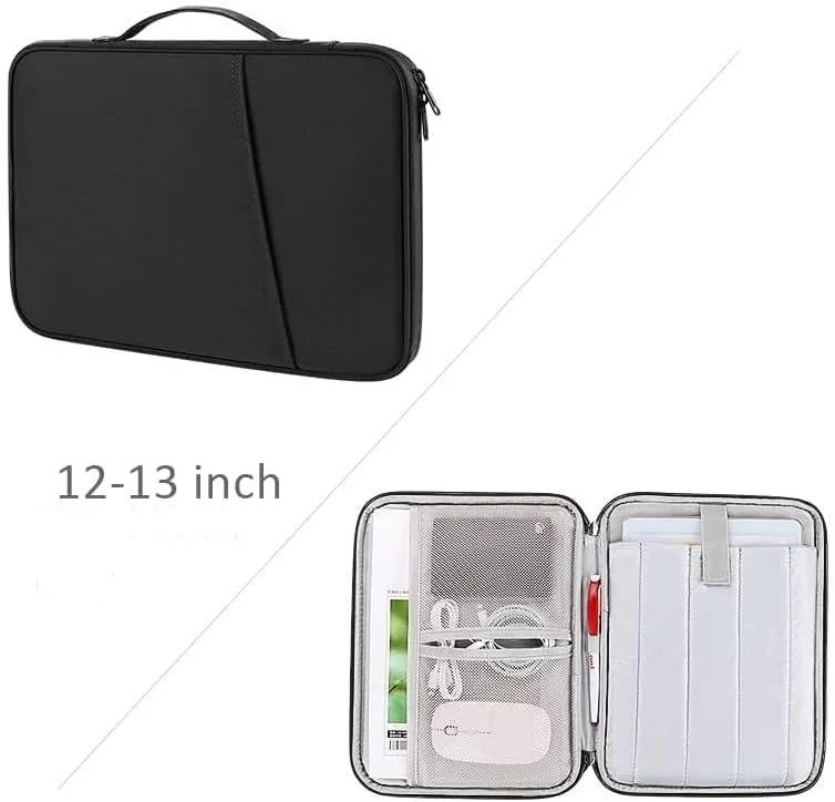 کاور آستینی تبلت نایلونی ProElite مناسب تبلت‌های 12 تا 13 اینچی برای Samsung Galaxy Tab S7 Plus/S8 Plus/S9 Plus/S7 FE 12.4", Apple iPad Pro 12.9", Lenovo Tab P12, Microsoft Surface Pro 4/5/6/7/8/9، خاکستری تیره