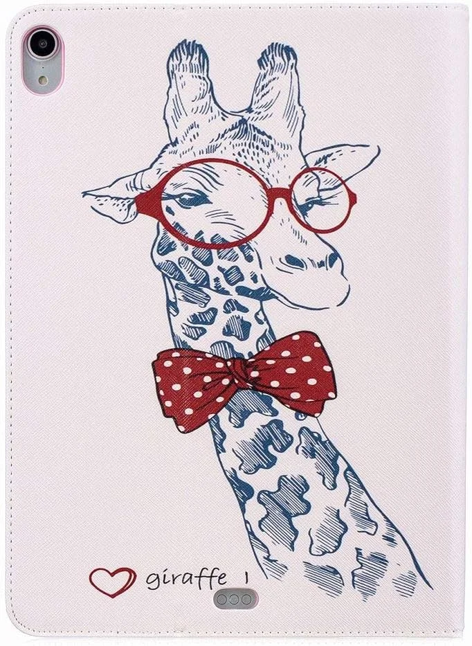 کیف چرمی LEMORRY برای آیپد پرو 11 اینچ، کیف پول تاشو، محافظ باریک، پایه مغناطیسی، پوشش نرم TPU تبلت، طرح زرافه مناسب برای آیپد پرو 11 اینچ