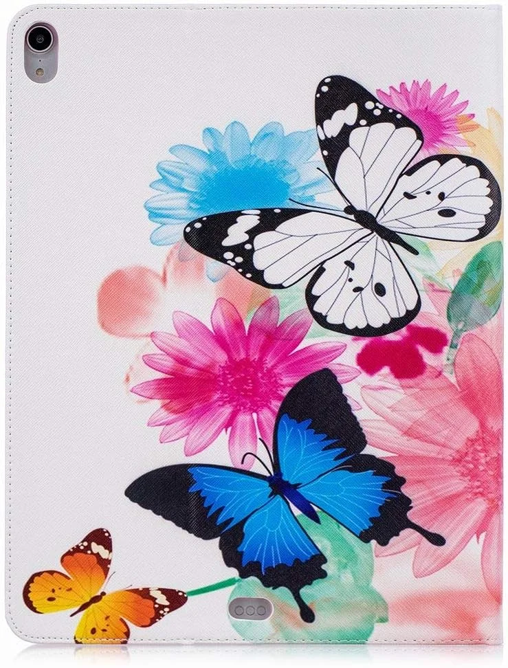 کیف چرمی LEMORRY برای Apple iPad Pro 12.9 (2018)، کیف پول تاشو، محافظ باریک، پایه مغناطیسی، پوشش نرم TPU برای تبلت iPad Pro 12.9 (2018)، طرح پروانه