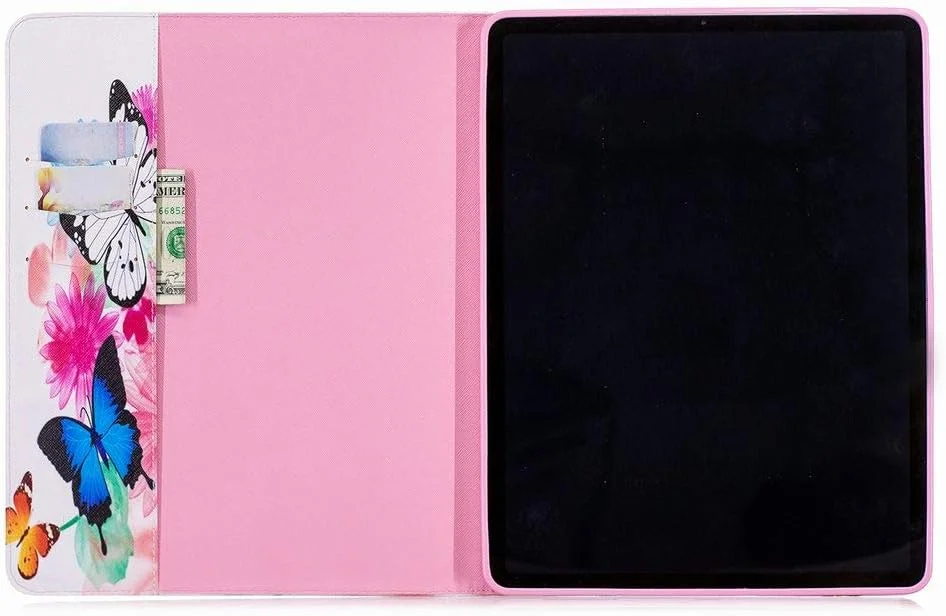 کیف چرمی LEMORRY برای Apple iPad Pro 12.9 (2018)، کیف پول تاشو، محافظ باریک، پایه مغناطیسی، پوشش نرم TPU برای تبلت iPad Pro 12.9 (2018)، طرح پروانه