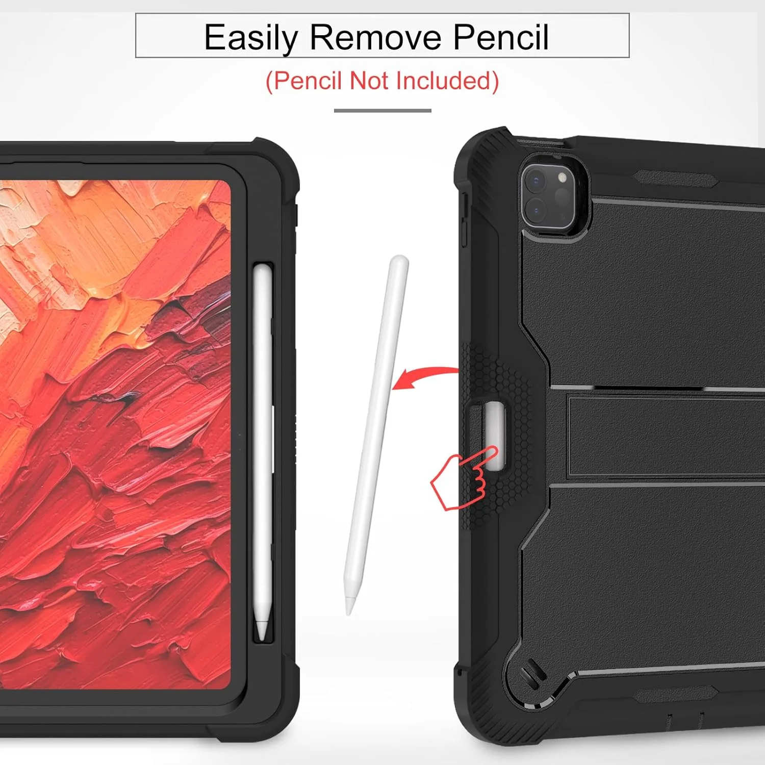 کاور پشتی مقاوم و ضد ضربه ProElite مناسب برای آیپد پرو 11 اینچ M4 2024 به همراه جای قلم اپل، مشکی