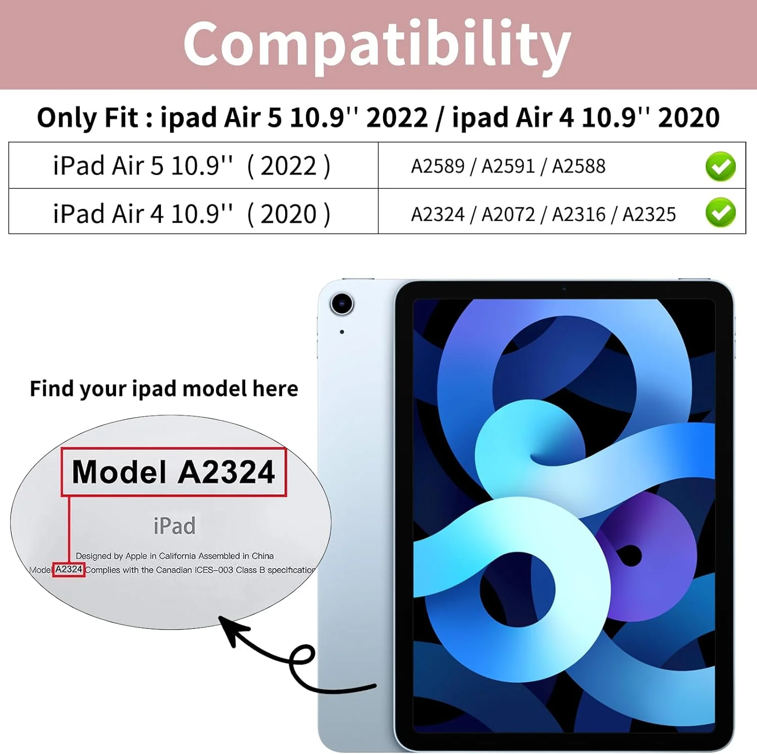 کاور BFGTSJF برای آیپد ایر 5/4 (10.9 اینچ، مدل 2022/2020، نسل 5/4)، خواب/بیدار شدن خودکار، کاور محافظ پشتی TPU نرم و نازک و سبک، کاور هوشمند Folio، صورتی