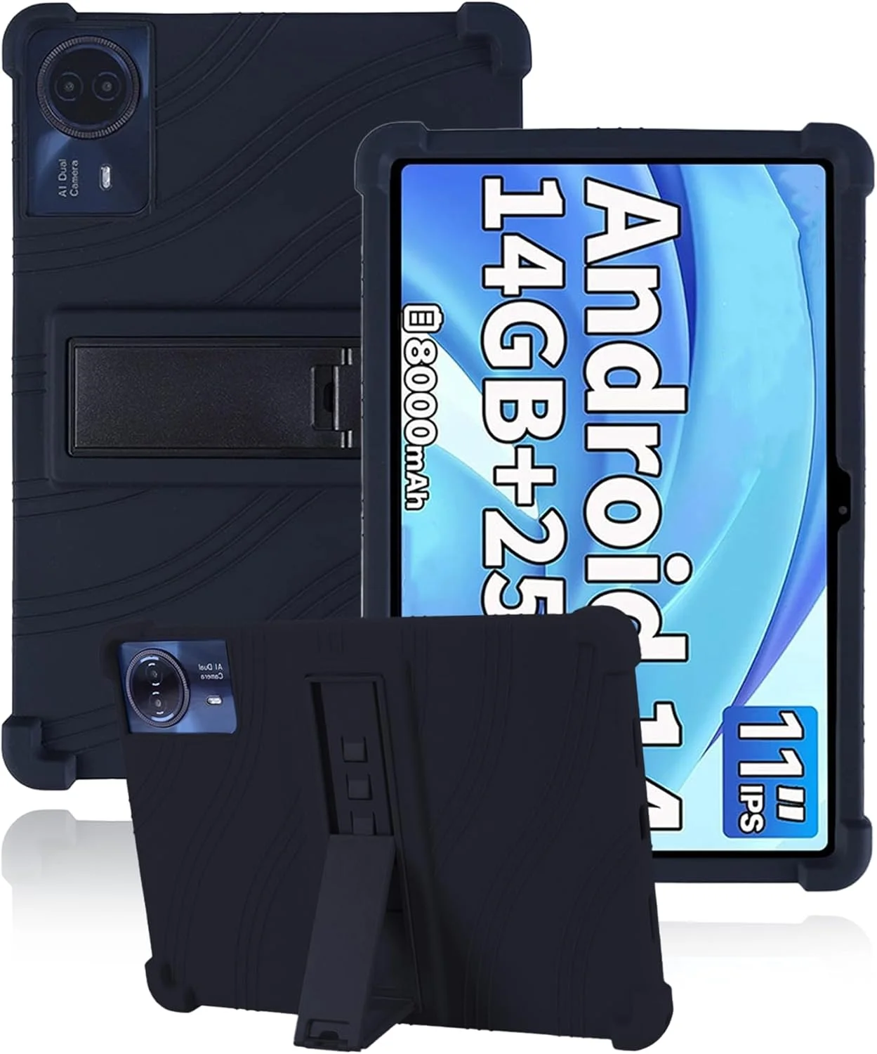 کاور سیلیکونی Toergy برای تبلت 11 اینچی Odea S11 - کاور ممتاز با برش های دقیق، ضد ضربه، ضد خش، تنظیم چند زاویه ای و حس خوشایند در دست، مشکی