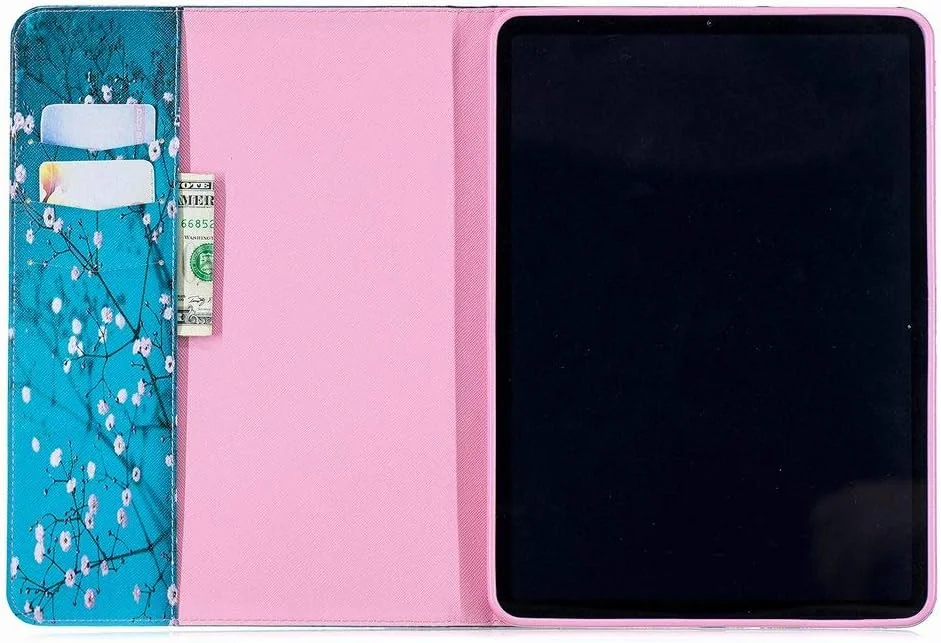کیف چرمی LEMORRY برای Apple iPad Pro 11، کیف پول تاشو، محافظ باریک، پایه مغناطیسی، روکش محافظ TPU نرم برای تبلت iPad Pro 11 اینچ، طرح شکوفه آلو