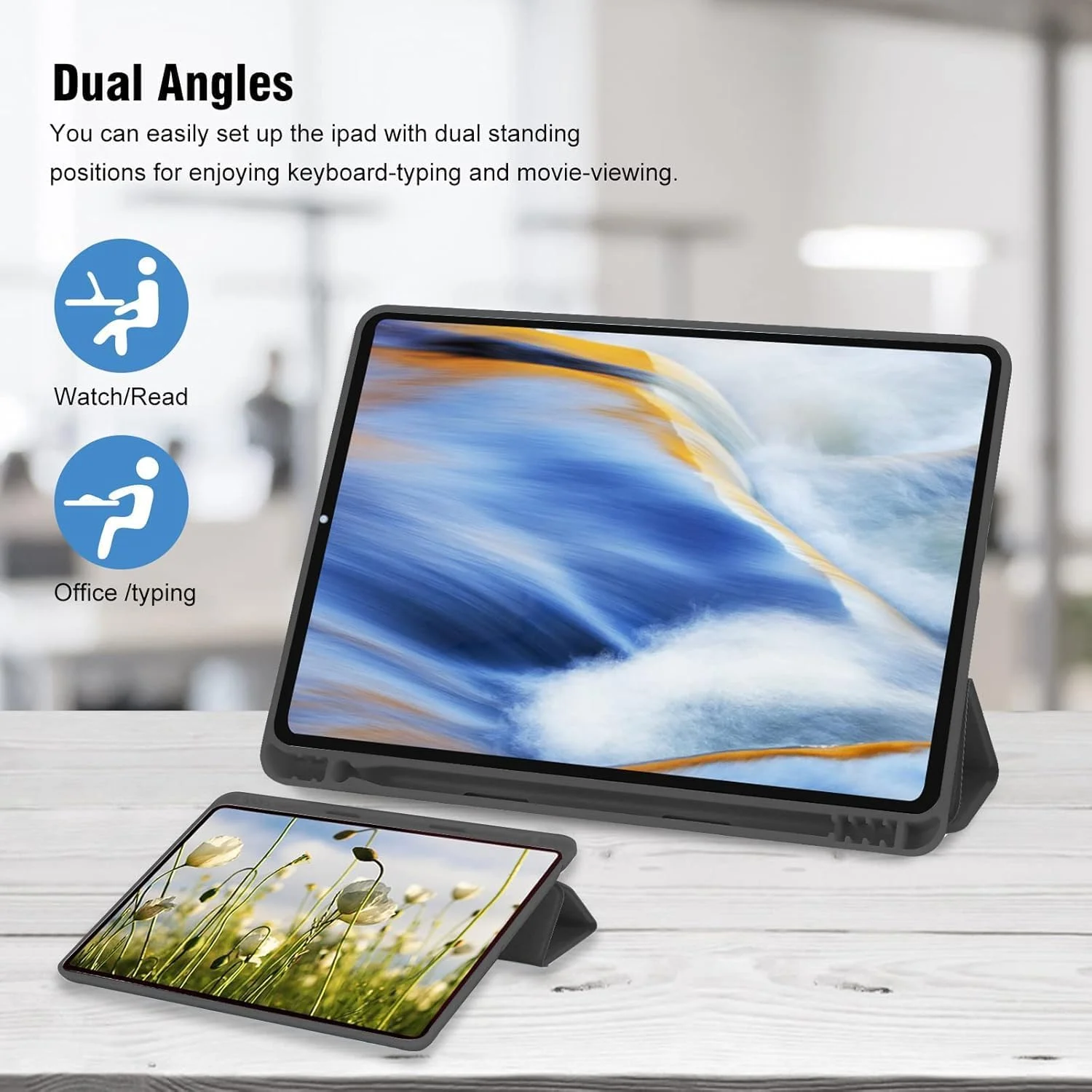 کاور آیپد 9.7 اینچی نکست استور (مدل قدیمی) مناسب آیپد نسل ششم 2018 / آیپد نسل پنجم 2017 - کاور باریک و سبک با قابلیت استند و پشت مات شفاف و کاور هوشمند برای آیپد 9.7 اینچی (مشکی)