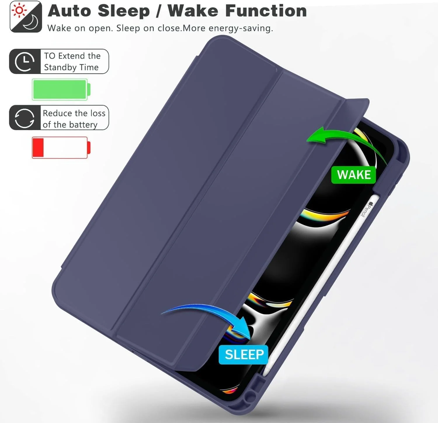 ProElite Case Cover for Apple iPad Pro 13 inch 2024 Cover, Pencil Case for iPad Pro 13 M4 2024 with Pencil Holder [Soft Flexible Case] Recoil Series - Dark Blue