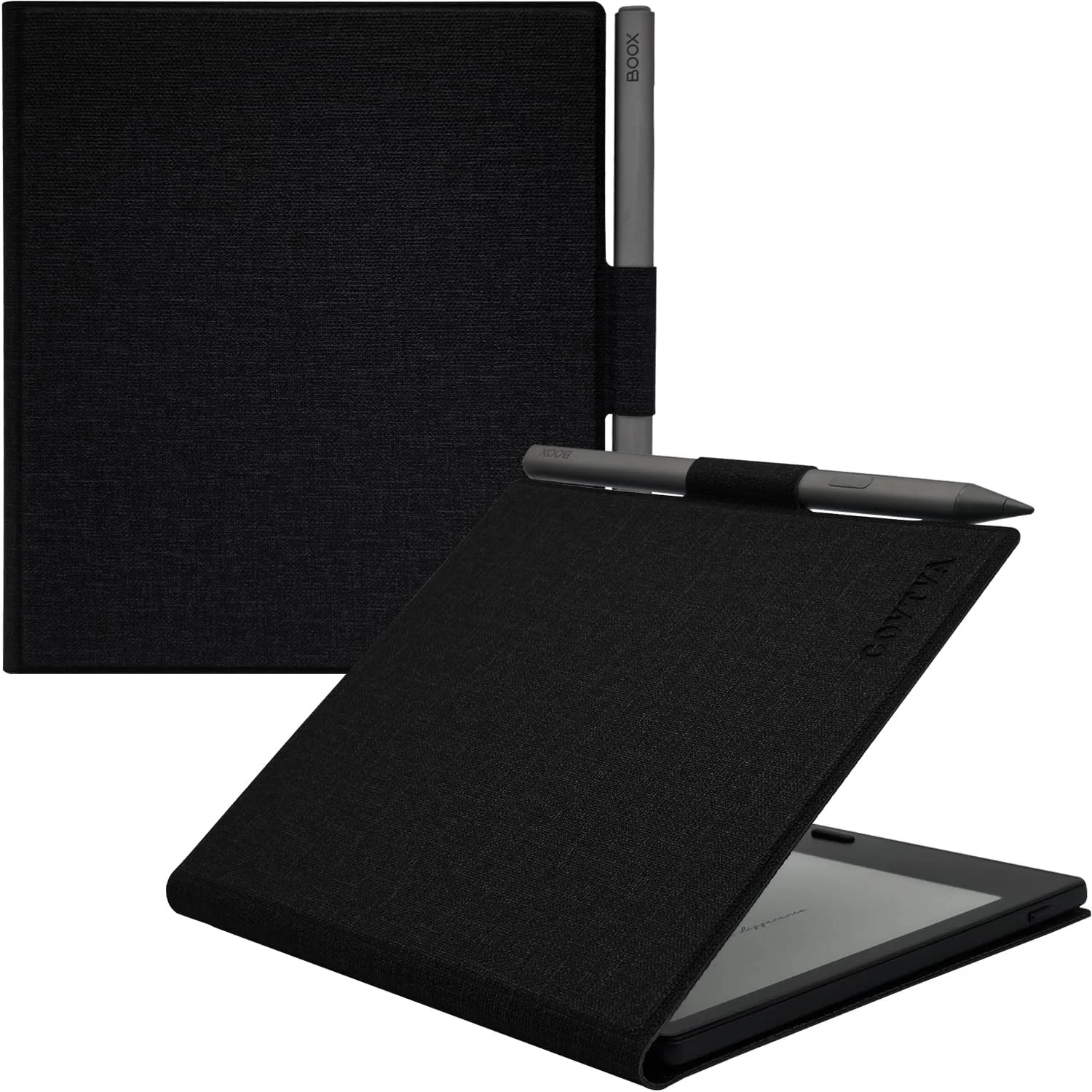 کیف چرمی مغناطیسی GOVTVA برای تبلت 7 اینچی Boox Go Color 7 (نسل دوم/نسل اول 2025/2024) / Onyx Boox Go 7، پوشش فوق العاده نازک و سبک با قابلیت خواب/بیدار شدن خودکار، دارای نگهدارنده قلم و بست مغناطیسی (مشکی پارچه ای)