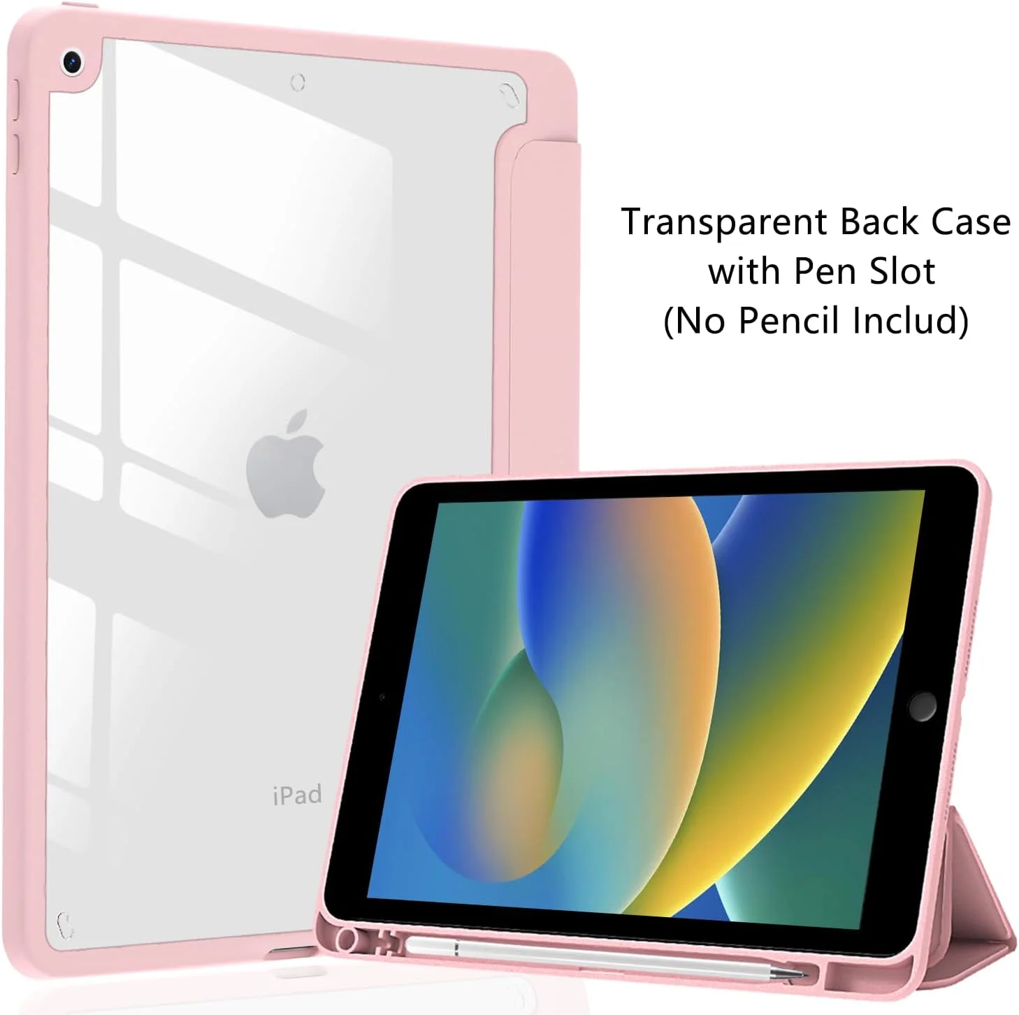 کاور طرح گل ختمی صورتی JOYLAND برای آیپد ایر 11 اینچ نسل ششم M2 2024/ آیپد ایر نسل چهارم 2020/ایر نسل پنجم 2022 10.9، کاور تبلت با پایه سه تایی و جای مدادی، پشت سخت اکریلیک شفاف