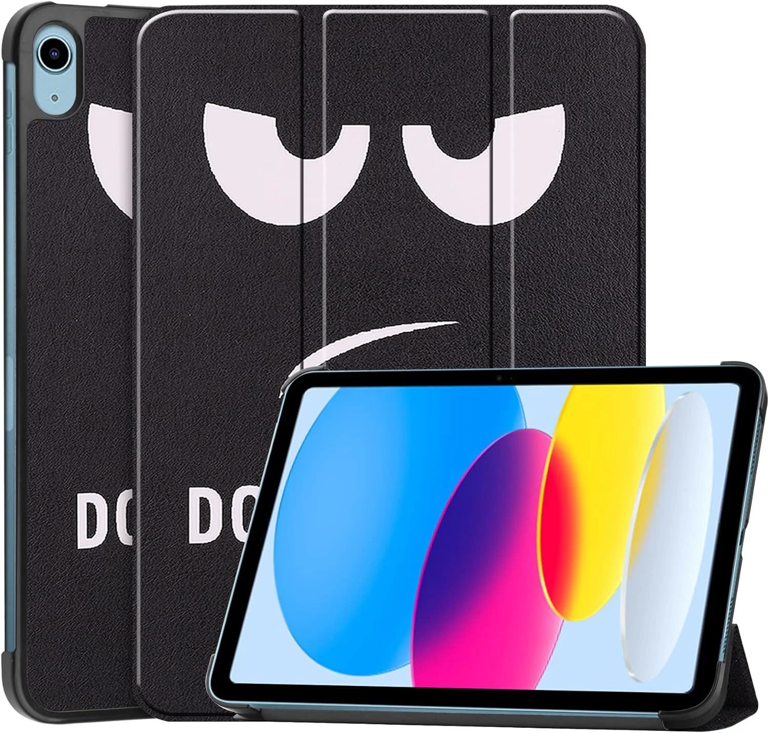 کیف محافظ آیپد (A16) نسل 11 اینچ 11 اینچی 2025 و آیپد نسل 10 اینچ 10.9 اینچی 2022، کاور هوشمند سه تایی UUcovers با قابلیت بیدار/خواب خودکار، جلد چرمی PU ضد ضربه، طرح چشم "به من دست نزن"
