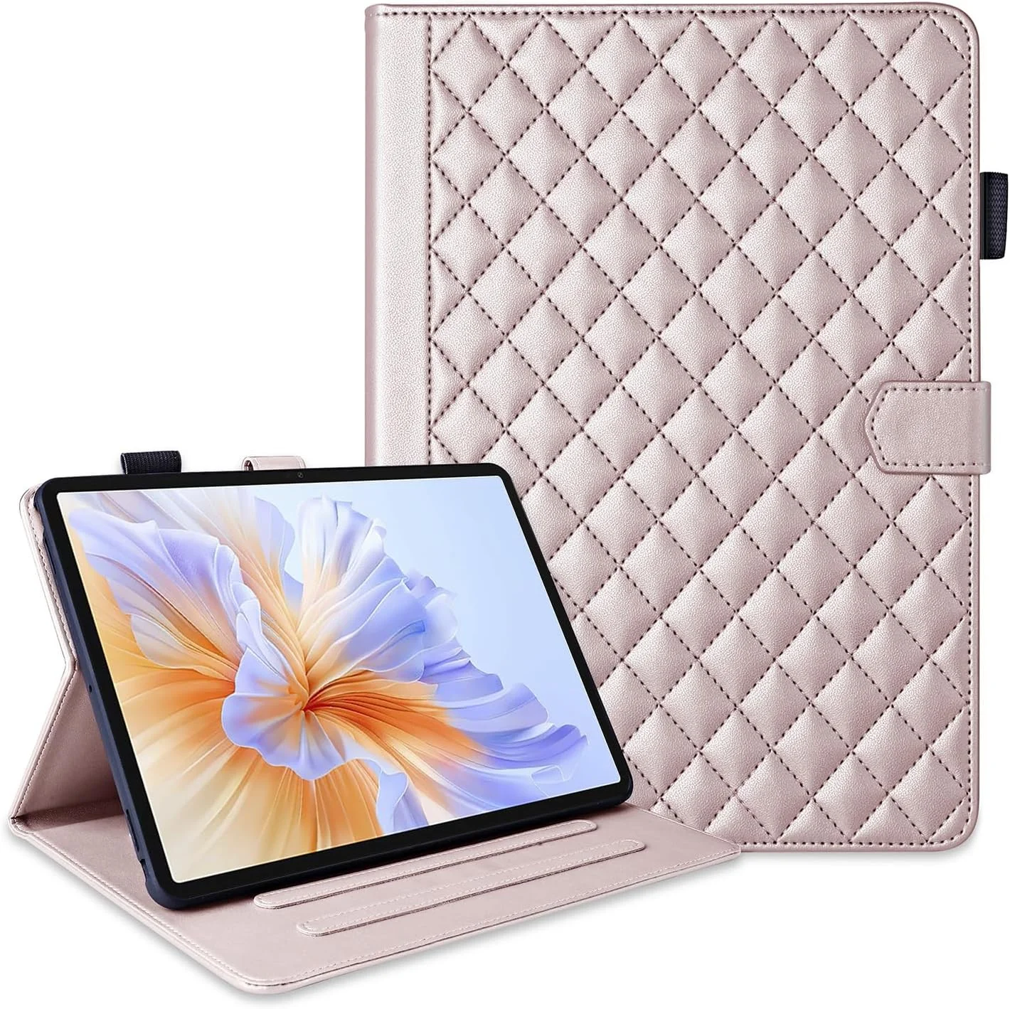 کیف چرمی تبلت Gruattreay سازگار با Honor Pad V9 11.5 اینچ (ROL-W00)، کیف استند PU و TPU با جای کارت، ضد ضربه، باریک (رزگلد)