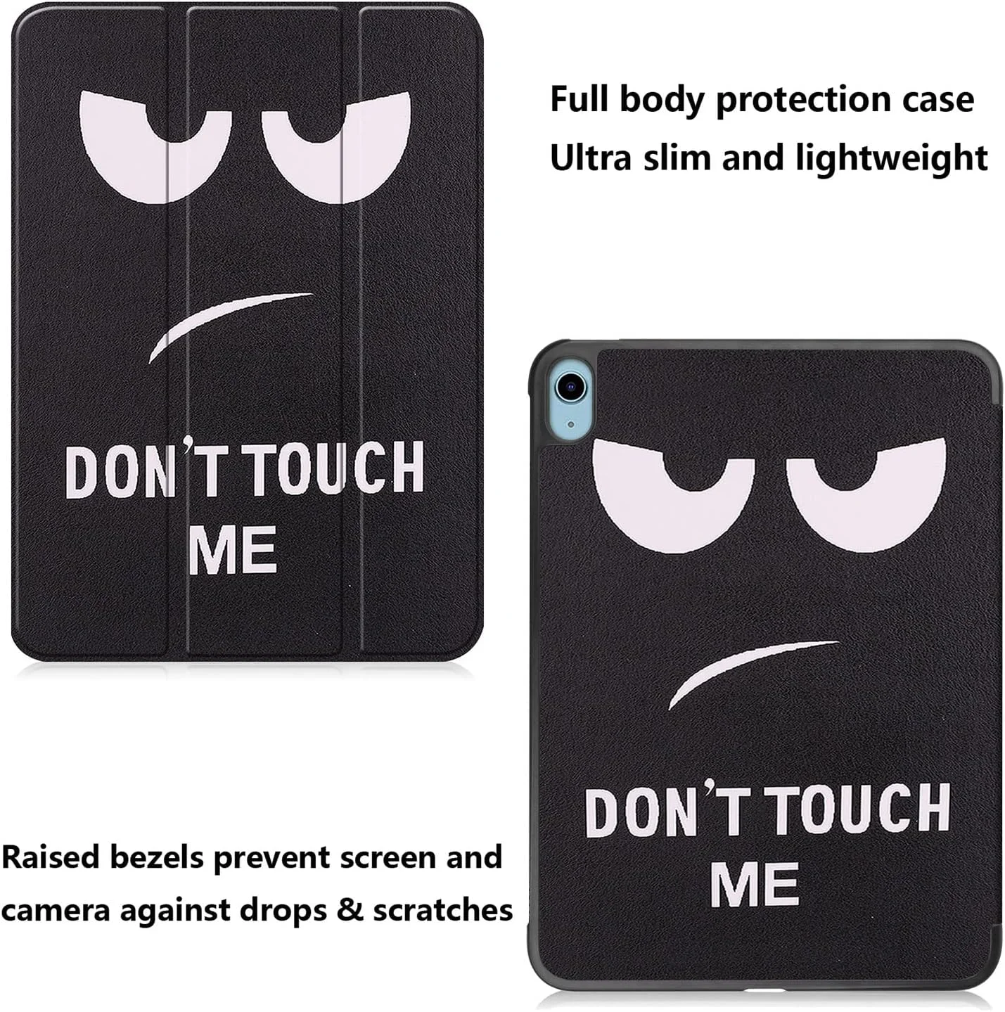 کیف محافظ آیپد (A16) نسل 11 اینچ 11 اینچی 2025 و آیپد نسل 10 اینچ 10.9 اینچی 2022، کاور هوشمند سه تایی UUcovers با قابلیت بیدار/خواب خودکار، جلد چرمی PU ضد ضربه، طرح چشم "به من دست نزن"