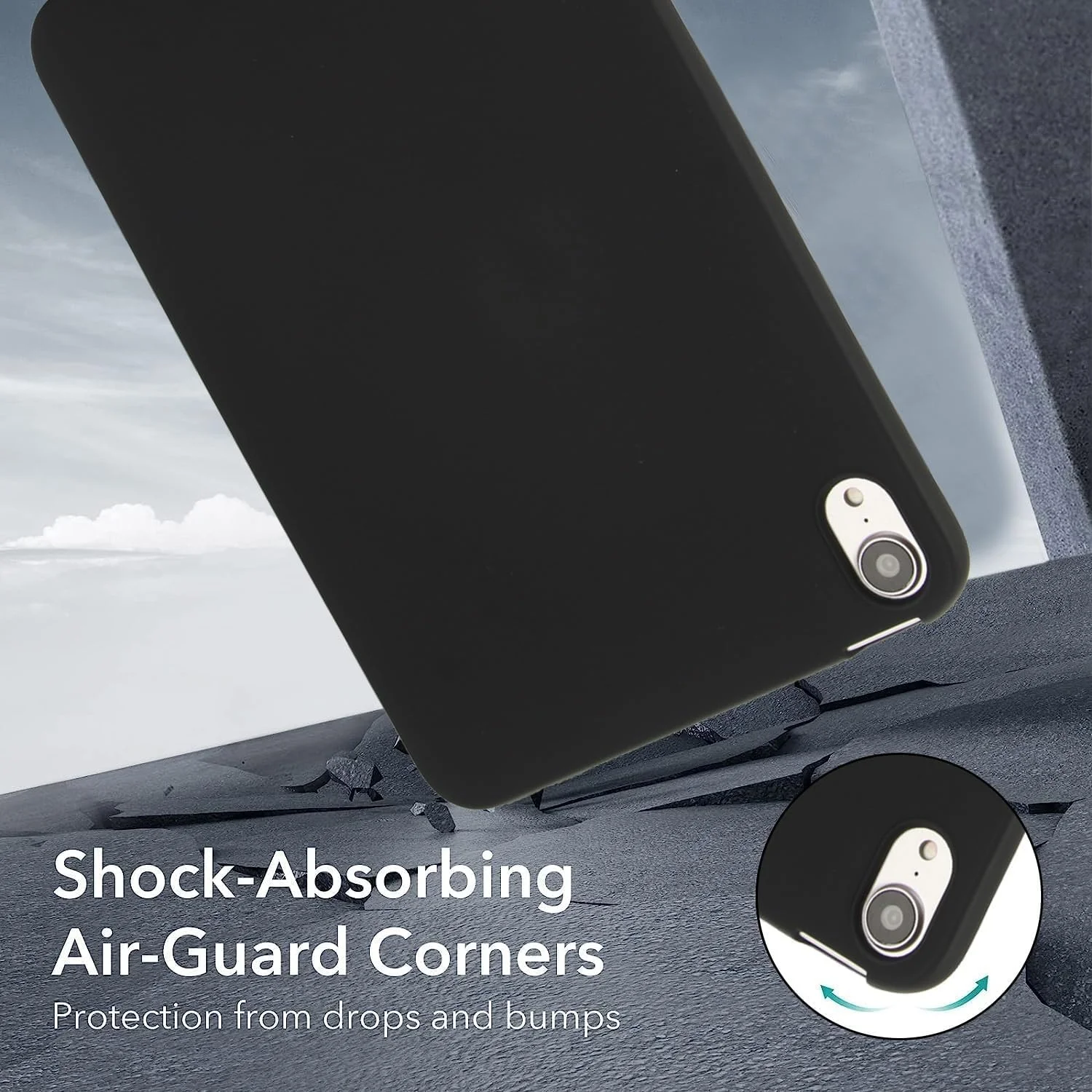 کاور سیلیکونی نرم سازگار با آیپد مینی 6 / آیپد مینی 7 (8.3 اینچ)، کاور محافظ باریک، سبک وزن، مات و ضد ضربه تبلت سازگار با آیپد مینی 6 / آیپد مینی 7 مشکی