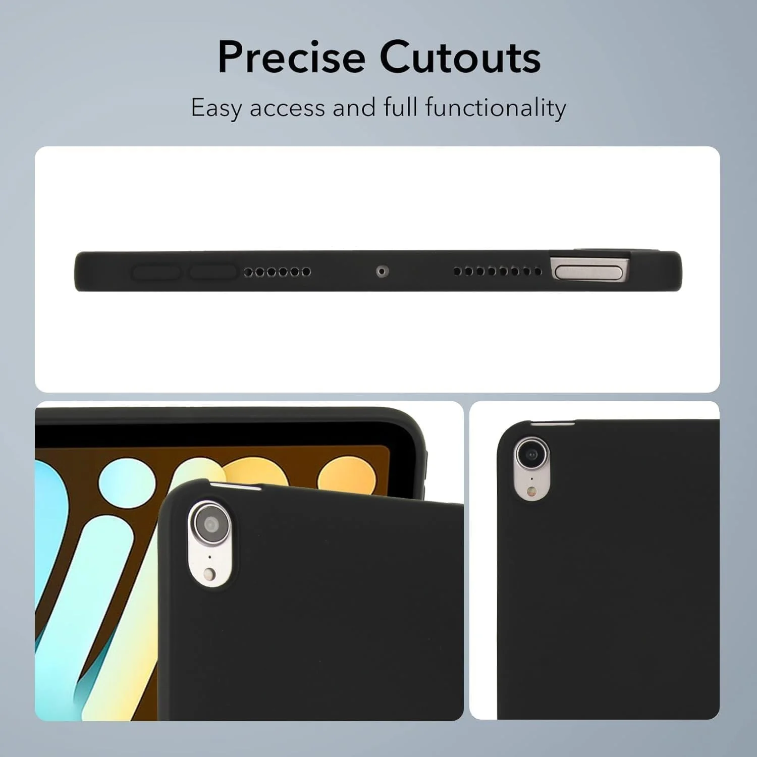 کاور سیلیکونی نرم سازگار با آیپد مینی 6 / آیپد مینی 7 (8.3 اینچ)، کاور محافظ باریک، سبک وزن، مات و ضد ضربه تبلت سازگار با آیپد مینی 6 / آیپد مینی 7 مشکی