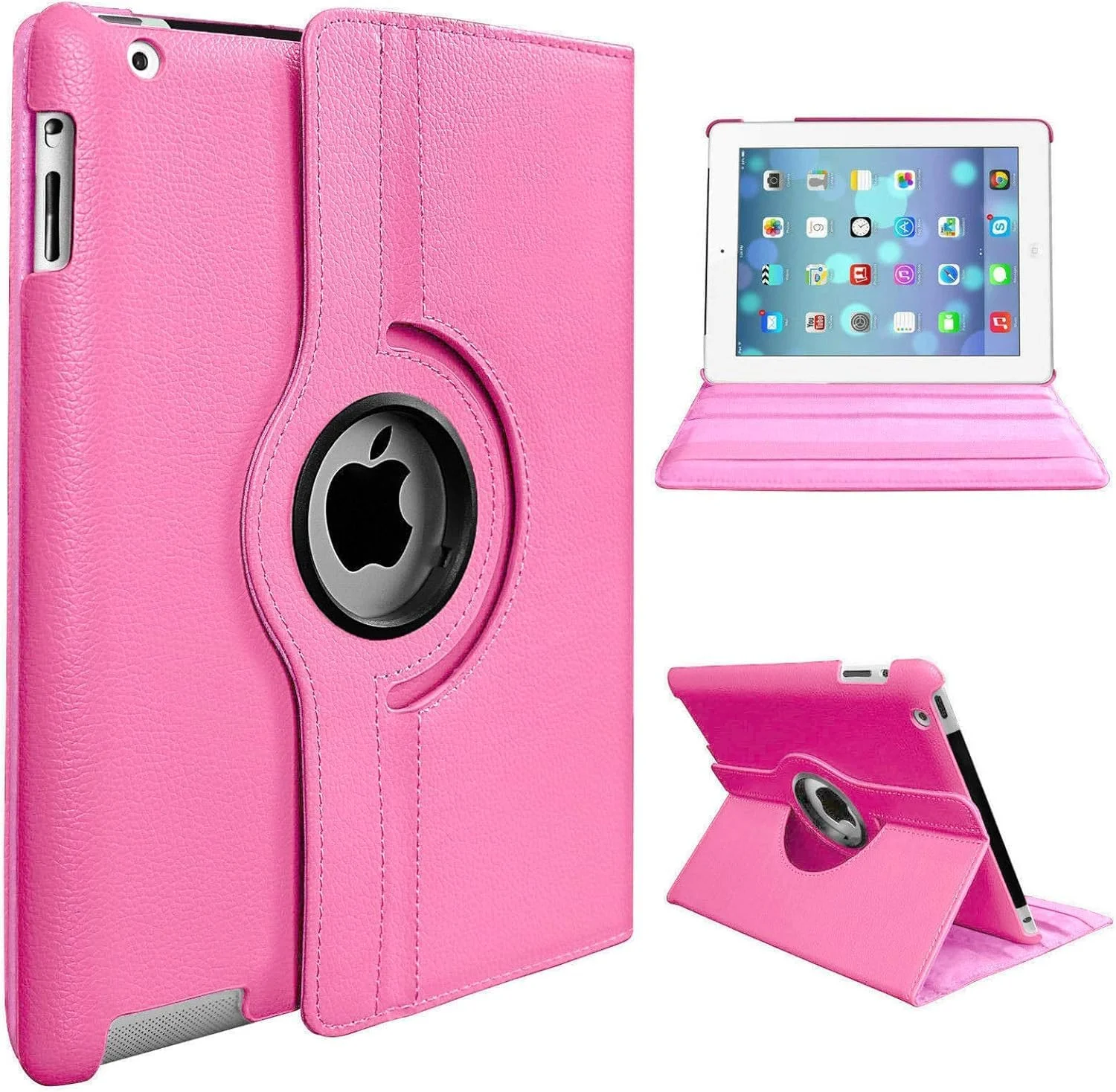 Next Store Rotating Case for iPad 9th Generation (2021) / 8th Generation (2020) / 7th Gen (2019) 10.2 Inch - 360 Degree Rotating Stand Cover with Pencil Holder, Auto Wake Sleep, (Pink)