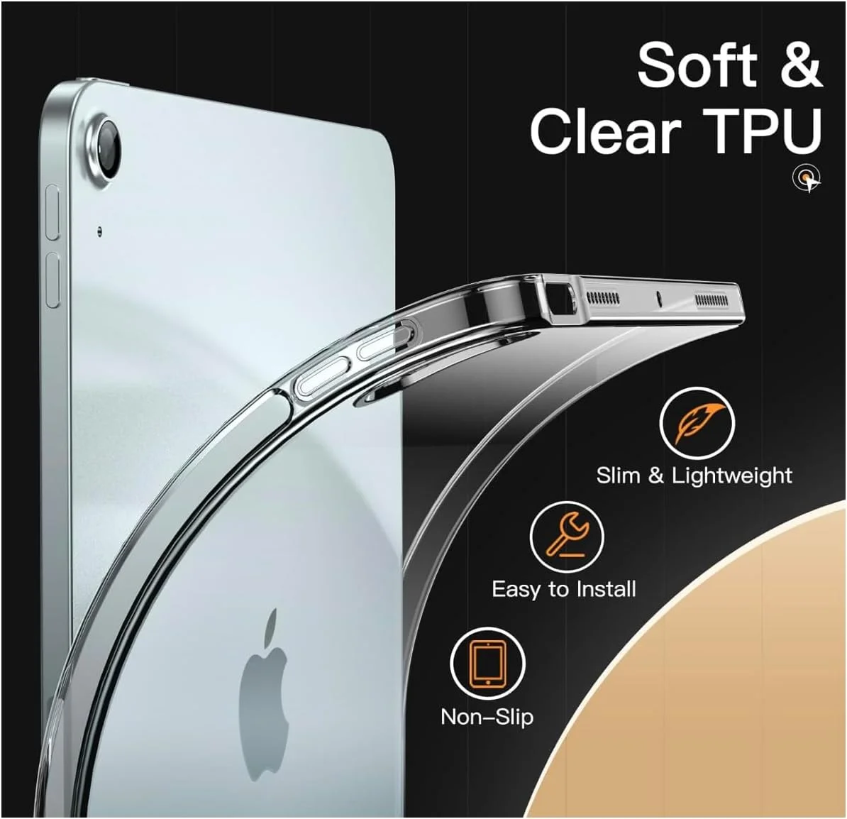 Case for iPad Air 11-Inch M3/M2 (2025/2024), iPad Air 5/4 (10.9-Inch, 2022/2020 Model), Soft TPU Transparent Slim Shockproof Tablet Cover, Support Pencil Pro/2nd Charging (Clear) silicon case