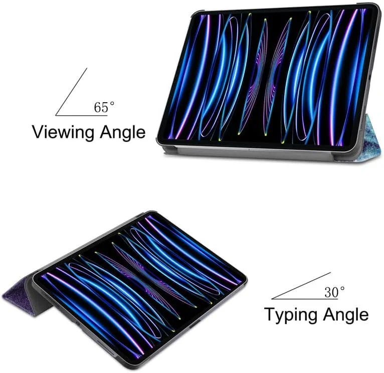 Nikaque For iPad Pro 11 Inch Case, Tablet Case For iPad Pro 4th 2022 Trifold Stand Cover with Pencil Holder, Auto Sleep/Wake, Soft TPU Back, Lightweight Protective Cover (The Starry Night)