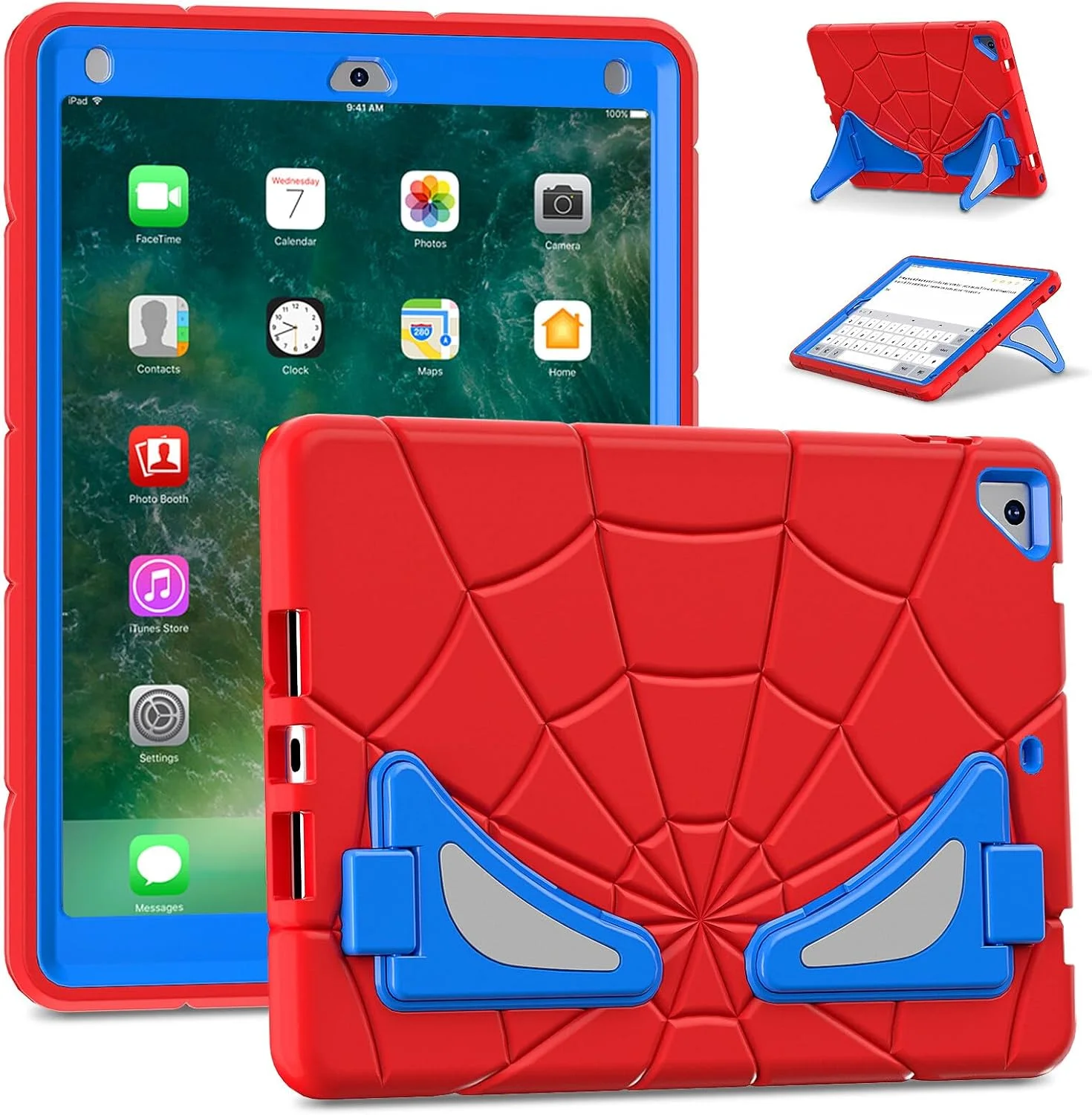 قاب تبلت AKABEILA برای اپل آیپد 9.7 نسل ششم 2018 نسل پنجم 2017/Air 2/Pro 9.7، کاور محافظ سبک وزن و ضد ضربه با پایه نگهدارنده قلم مناسب کودکان، پسران و نوزادان