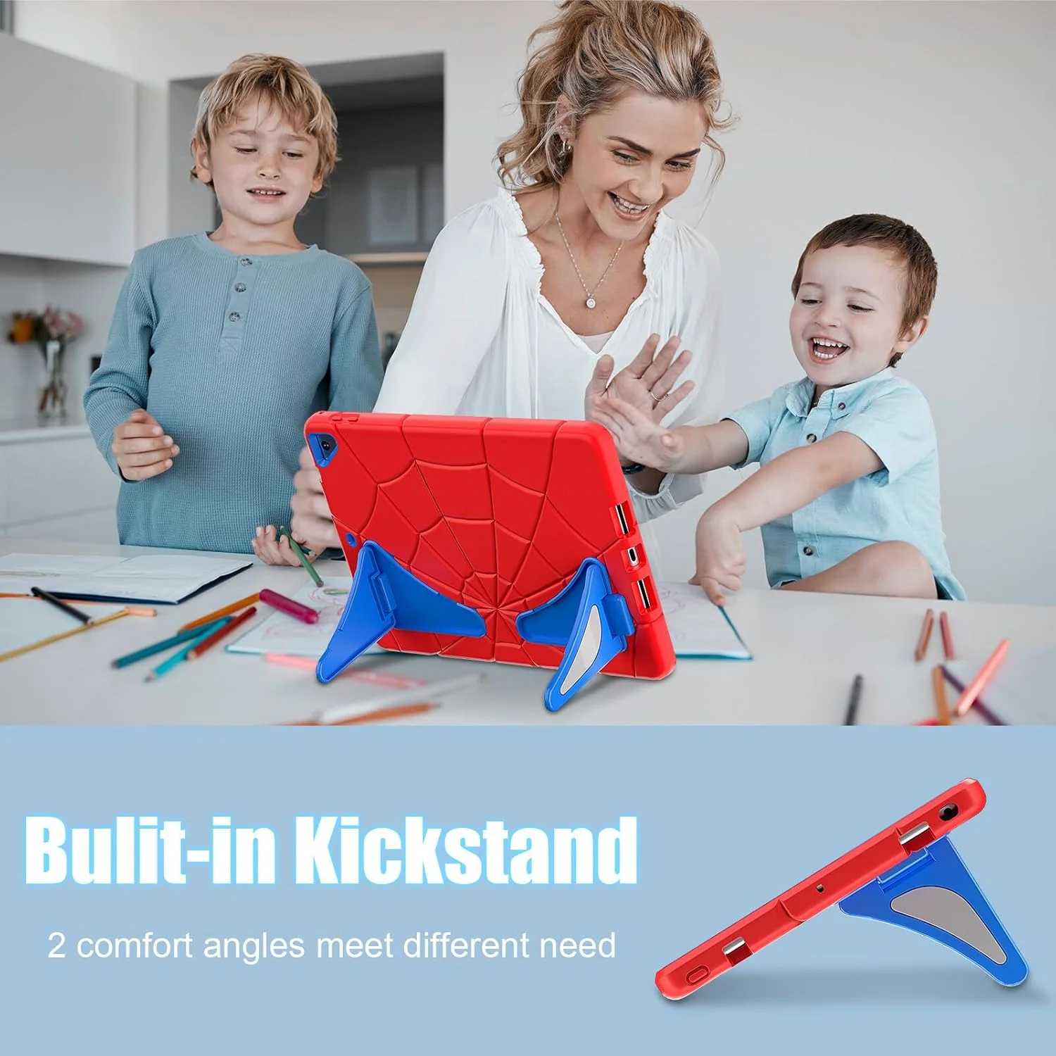 قاب تبلت AKABEILA برای اپل آیپد 9.7 نسل ششم 2018 نسل پنجم 2017/Air 2/Pro 9.7، کاور محافظ سبک وزن و ضد ضربه با پایه نگهدارنده قلم مناسب کودکان، پسران و نوزادان