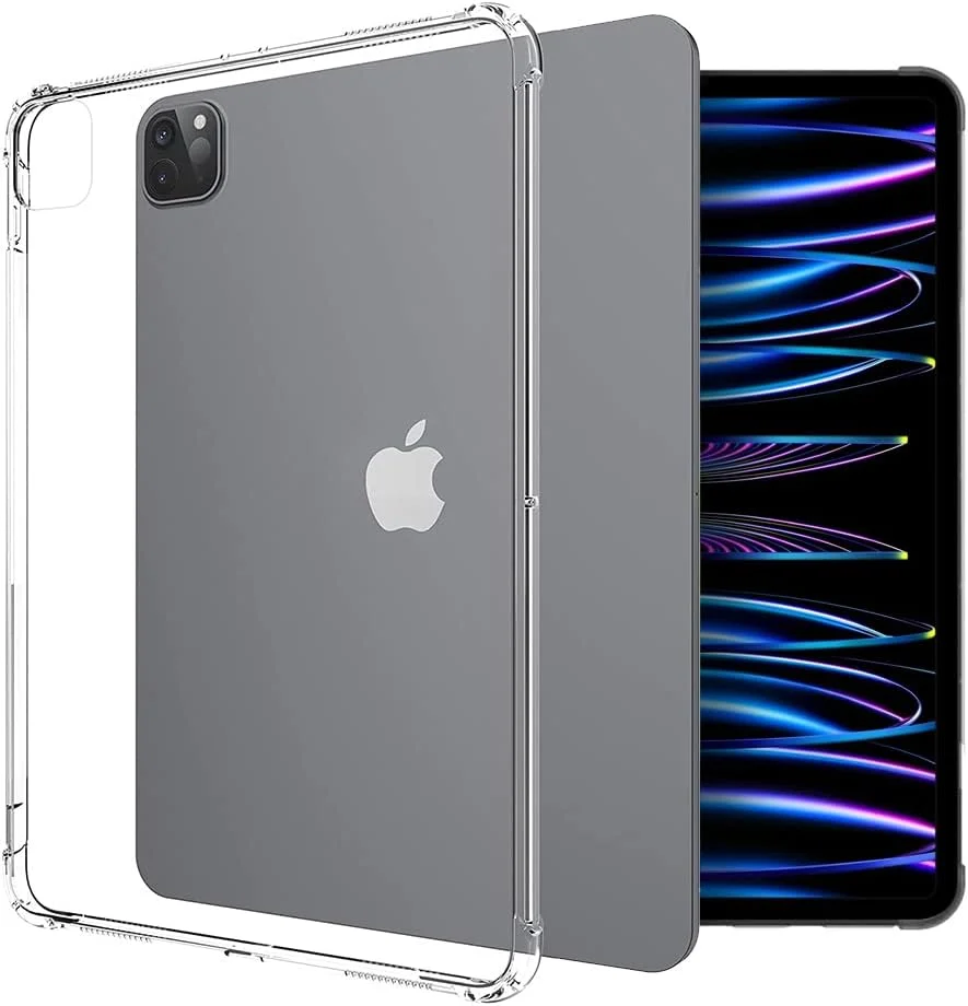 کاور ژله ای ضربه گیر DV آیپد پرو 12.9 اینچ نسل 5، 4 و 3، کاور پشتی شفاف TPU نرم، محافظت در برابر ضربه و افتادن، فوق العاده باریک و مقاوم در برابر خراش برای آیپد 12.9 2021