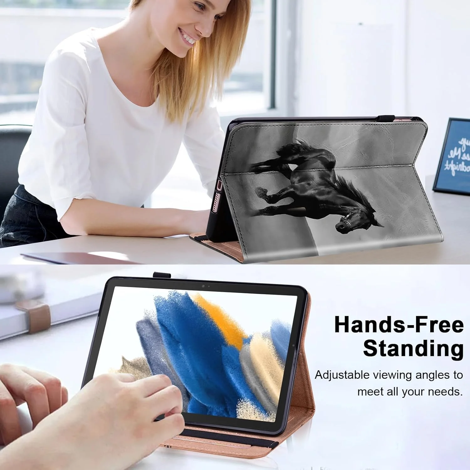 کیف تبلت BOLELAW مناسب برای آیپد (A16) نسل 11 اینچی 11 اینچ 2025، آیپد نسل 10 اینچی 10.9 اینچ 2022 با [عملکرد استند] [جای کارت] [جای قلم] کیف تبلت چرمی PU مدل Folio Flip، اسب سیاه