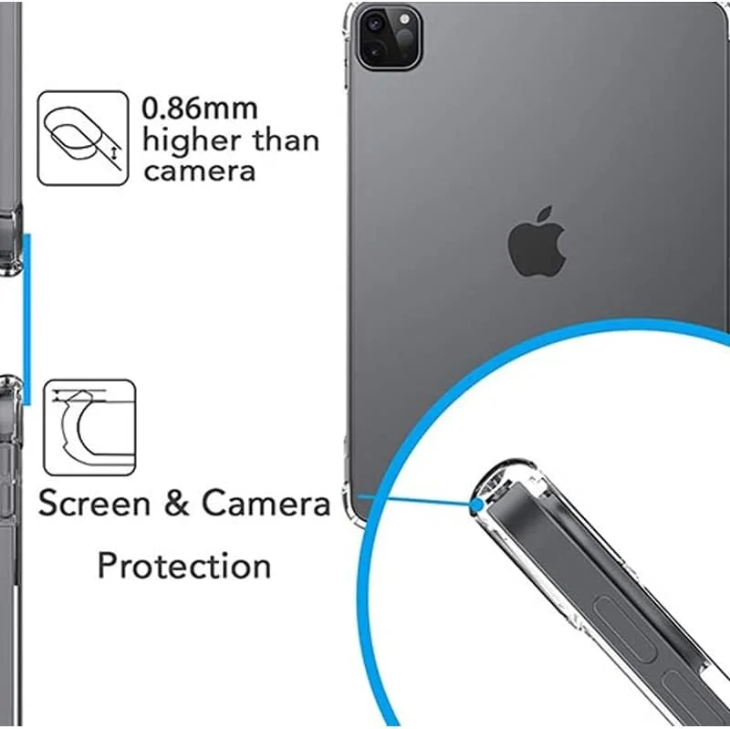 کاور ژله ای ضربه گیر DV آیپد پرو 12.9 اینچ نسل 5، 4 و 3، کاور پشتی شفاف TPU نرم، محافظت در برابر ضربه و افتادن، فوق العاده باریک و مقاوم در برابر خراش برای آیپد 12.9 2021
