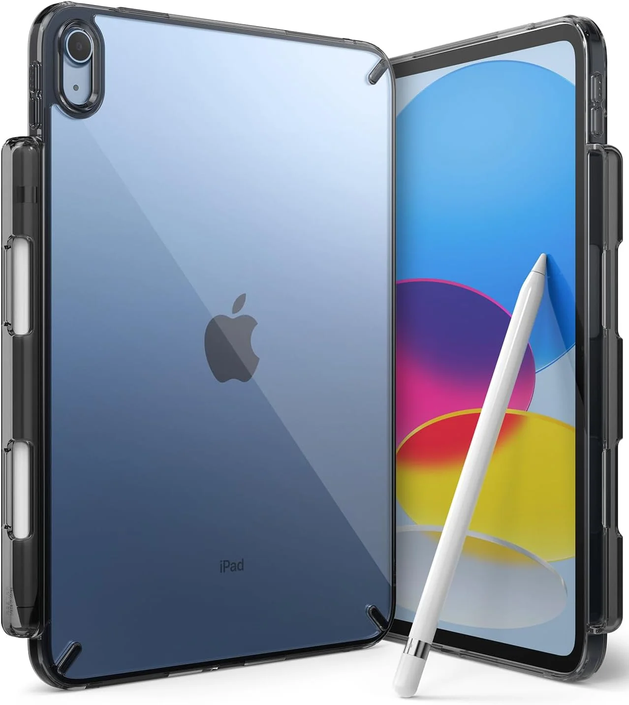 Ringke Fusion Compatible with iPad 11th Generation Case (A16, 2025) and iPad 10th Generation Cover (2022) Transparent Shockproof Back with Pencil Holder -Smoke Black