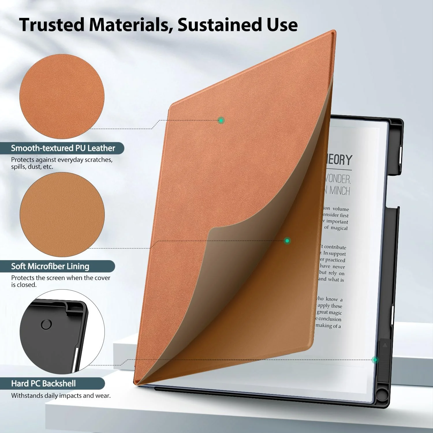 کیف TiMOVO سازگار با تبلت Remarkable 2، کیف باریک و سبک با پایه و پشت سخت و نگهدارنده قلم، سازگار با تبلت Remarkable 2 Paper 10.3 اینچی 2020، قهوه ای وینتیج