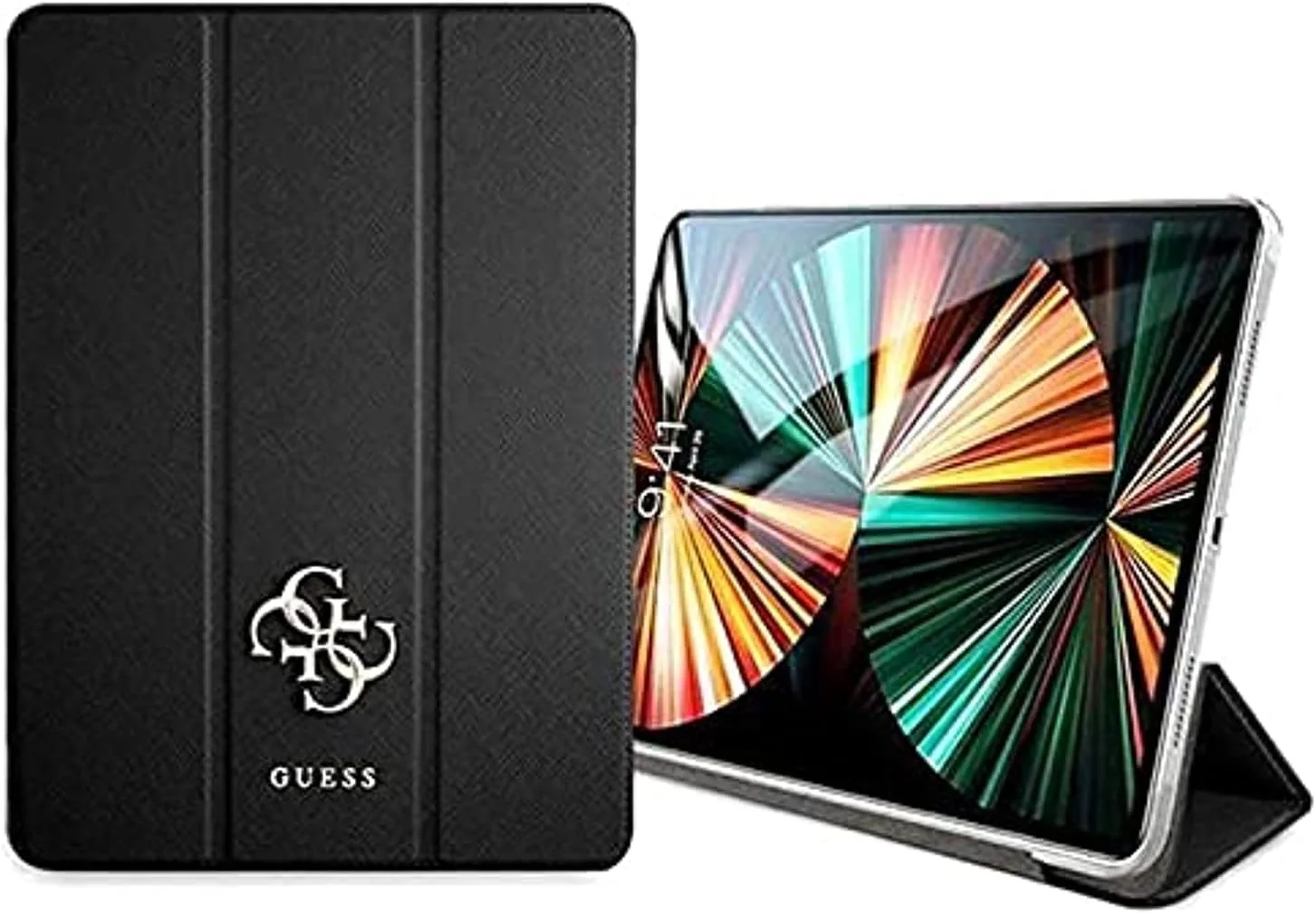 CG MOBILE Guess PU Saffiano Folio Case Compatible for iPad Pro 12.9" (2021), Multi-Angle Viewing Stand, Ultra-slim & Lightweight Design, Foldable Closing