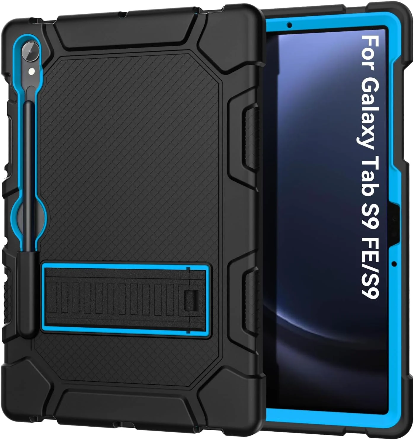 کیف محافظ Cantis مناسب برای تبلت سامسونگ گلکسی تب S10 FE/ S9 FE 5G با صفحه نمایش 10.9 اینچ/گلکسی تب S9 با صفحه نمایش 11 اینچ 2023، کیف تبلت مقاوم در برابر ضربه، پشتیبانی از قلم S Pen، مشکی+آبی+مشکی