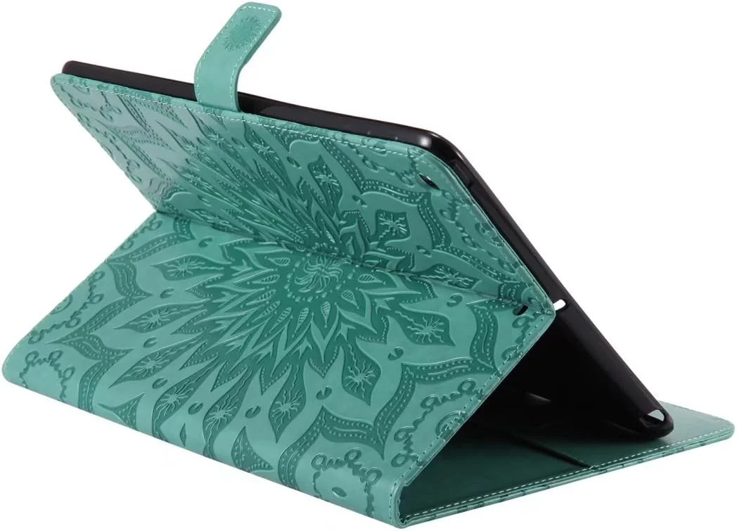 LEMORRY Apple iPad 9.7 (2017) Case Leather Flip Wallet Pouch Slim Fit Bumper Protection Magnetic Strap Stand Card-Slot Soft TPU Tablet PC Holster Cover for Apple iPad 9.7 (2017), Blossom (Green) LEMORRY Apple iPad 9.7 (2017) Case Leather Flip Wallet Pouch Slim Fit Bumper Protection Magnetic Strap Stand Card-Slot Soft TPU Tablet PC Holster Cover for Apple iPad 9.7 (2017), Blossom (Green)