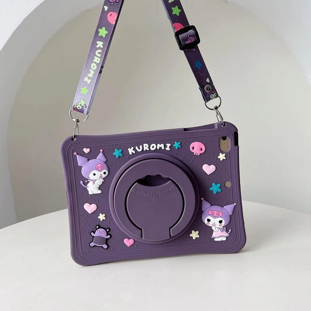 Compatible with iPad 10th Generation Case( iPad 10.9-Inch Tablet Case Cover 2022),360° Rotatable Kickstand Shock-Absorption Cute Cartoon with Pencil Slot with Lanyard case ((Deep Purple) Compatible with iPad 10th Generation Case( iPad 10.9-Inch Tablet Case Cover 2022),360° Rotatable Kickstand Shock-Absorption Cute Cartoon with Pencil Slot with Lanyard case ((Deep Purple)