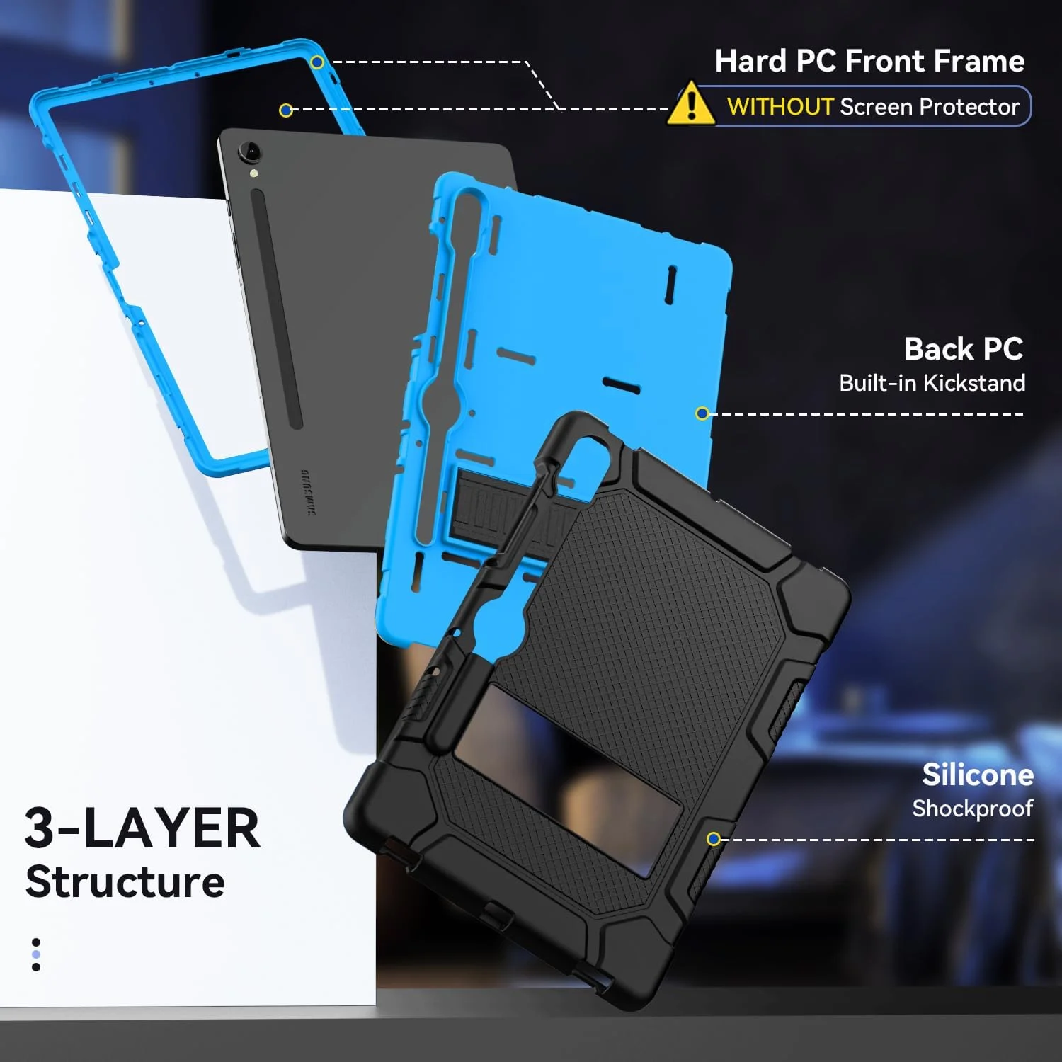 کیف محافظ Cantis مناسب برای تبلت سامسونگ گلکسی تب S10 FE/ S9 FE 5G با صفحه نمایش 10.9 اینچ/گلکسی تب S9 با صفحه نمایش 11 اینچ 2023، کیف تبلت مقاوم در برابر ضربه، پشتیبانی از قلم S Pen، مشکی+آبی+مشکی کیف محافظ Cantis مناسب برای تبلت سامسونگ گلکسی تب S10 FE/ S9 FE 5G با صفحه نمایش 10.9 اینچ/گلکسی تب S9 با صفحه نمایش 11 اینچ 2023، کیف تبلت مقاوم در برابر ضربه، پشتیبانی از قلم S Pen، مشکی+آبی+مشکی