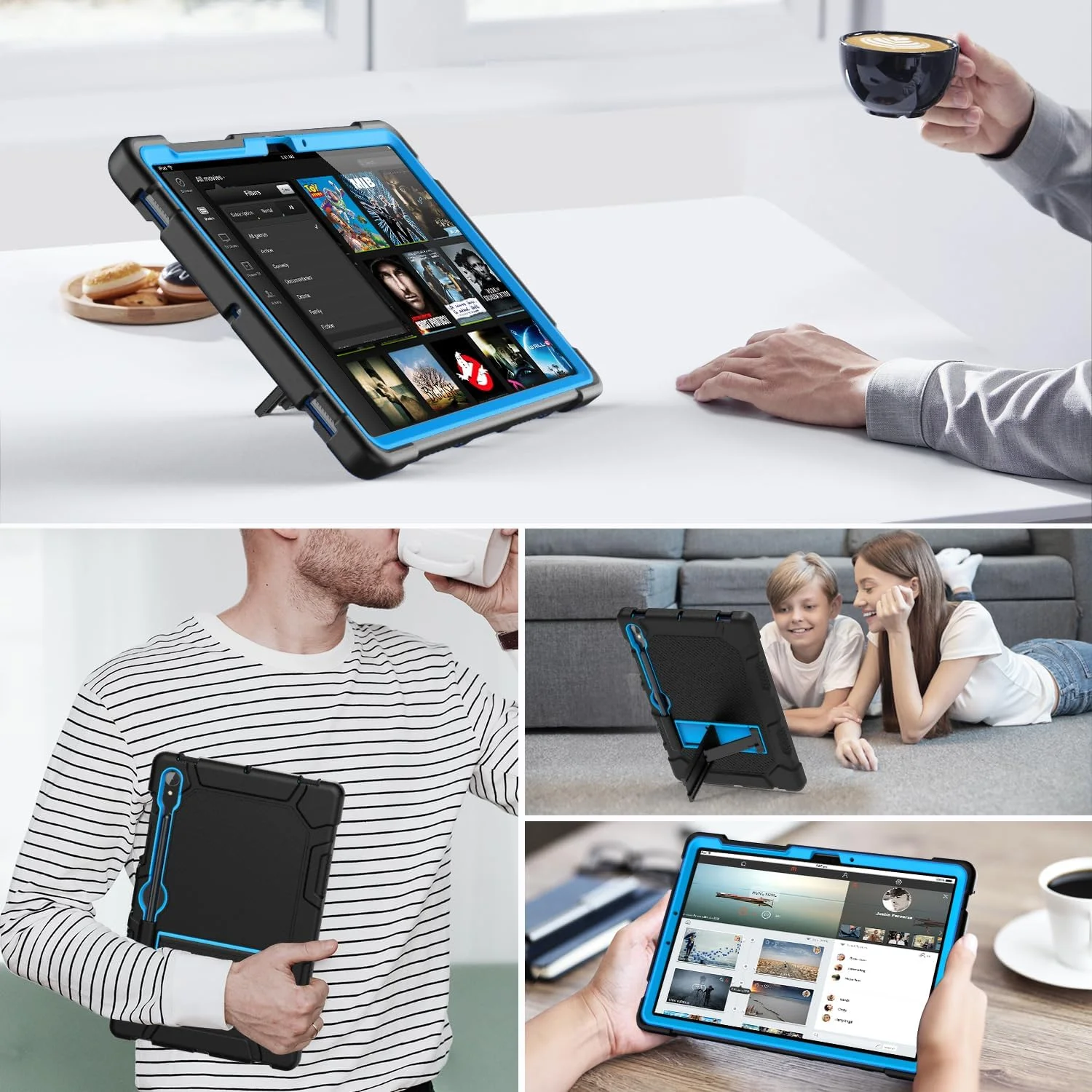 کیف محافظ Cantis مناسب برای تبلت سامسونگ گلکسی تب S10 FE/ S9 FE 5G با صفحه نمایش 10.9 اینچ/گلکسی تب S9 با صفحه نمایش 11 اینچ 2023، کیف تبلت مقاوم در برابر ضربه، پشتیبانی از قلم S Pen، مشکی+آبی+مشکی کیف محافظ Cantis مناسب برای تبلت سامسونگ گلکسی تب S10 FE/ S9 FE 5G با صفحه نمایش 10.9 اینچ/گلکسی تب S9 با صفحه نمایش 11 اینچ 2023، کیف تبلت مقاوم در برابر ضربه، پشتیبانی از قلم S Pen، مشکی+آبی+مشکی