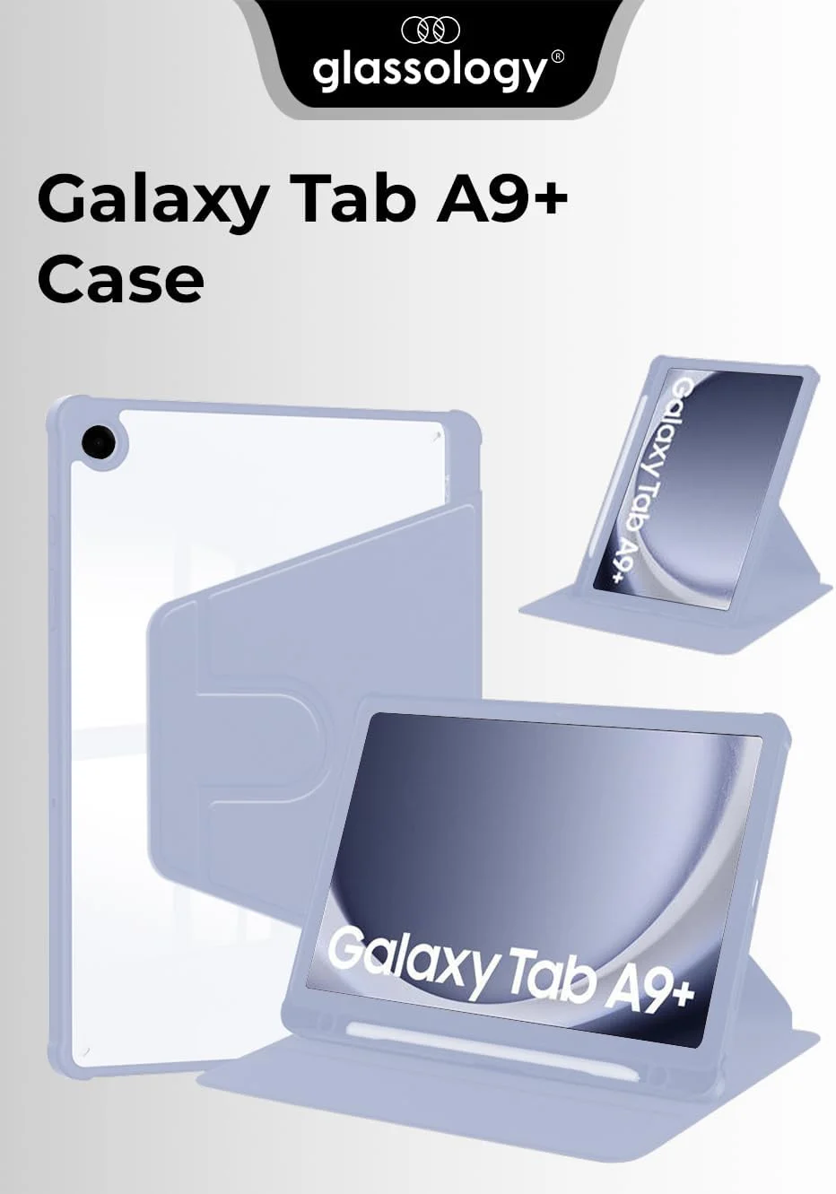 کاور Glassology برای تبلت سامسونگ گلکسی تب A9+ 11 اینچ (مدل 2023) - باریک، ضد ضربه با برش های دقیق - بنفش