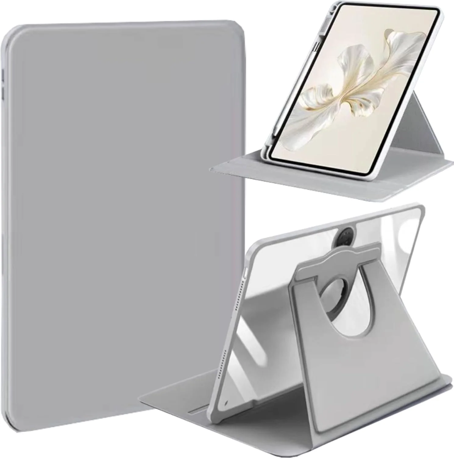 کاور هیبریدی NESLIN سازگار با تبلت آنر پد 9 اینچ 12.1 مدل 2024، کاور محافظ استند دار چند زاویه ای اکریلیک شفاف و PC سخت به همراه جای قلم، سازگار با تبلت آنر پد 9 اینچ 12.1 مدل 2024 (خاکستری)
