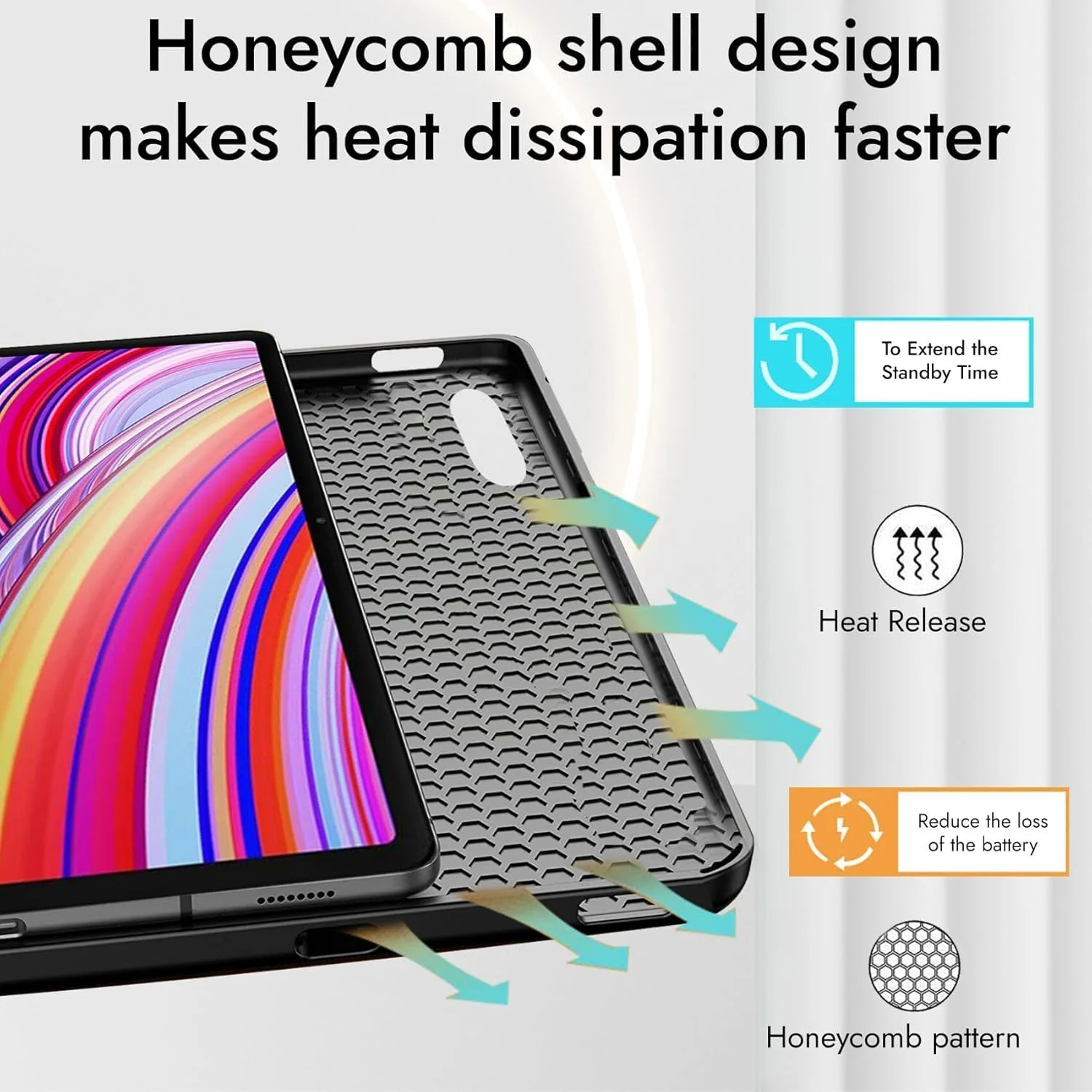 کاور تاشو سه لایه Muzz مناسب برای تبلت ردمی پد پرو 5G سایز 12.1 اینچ، دارای حالت خواب و بیدار شدن خودکار، به همراه جای قلم (مشکی)