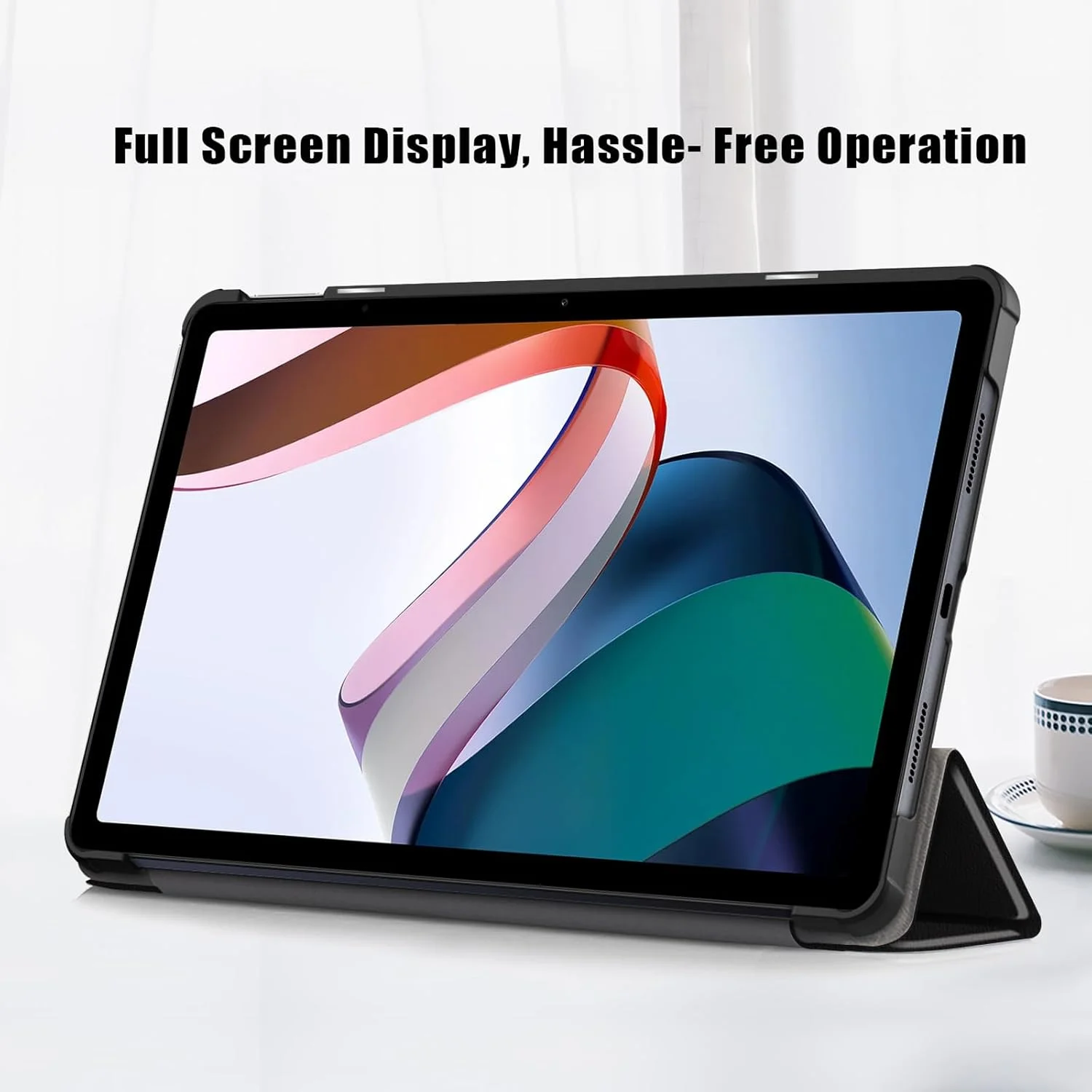 کیف محافظ تبلت LOKEKE سازگار با شیائومی Redmi Pad 10.6 اینچ 2022، کیف تبلت چرمی PU سه تایی تاشو سازگار با شیائومی Redmi Pad 10.6 اینچ 2022، با قابلیت بیدار شدن/خواب خودکار (مشکی)