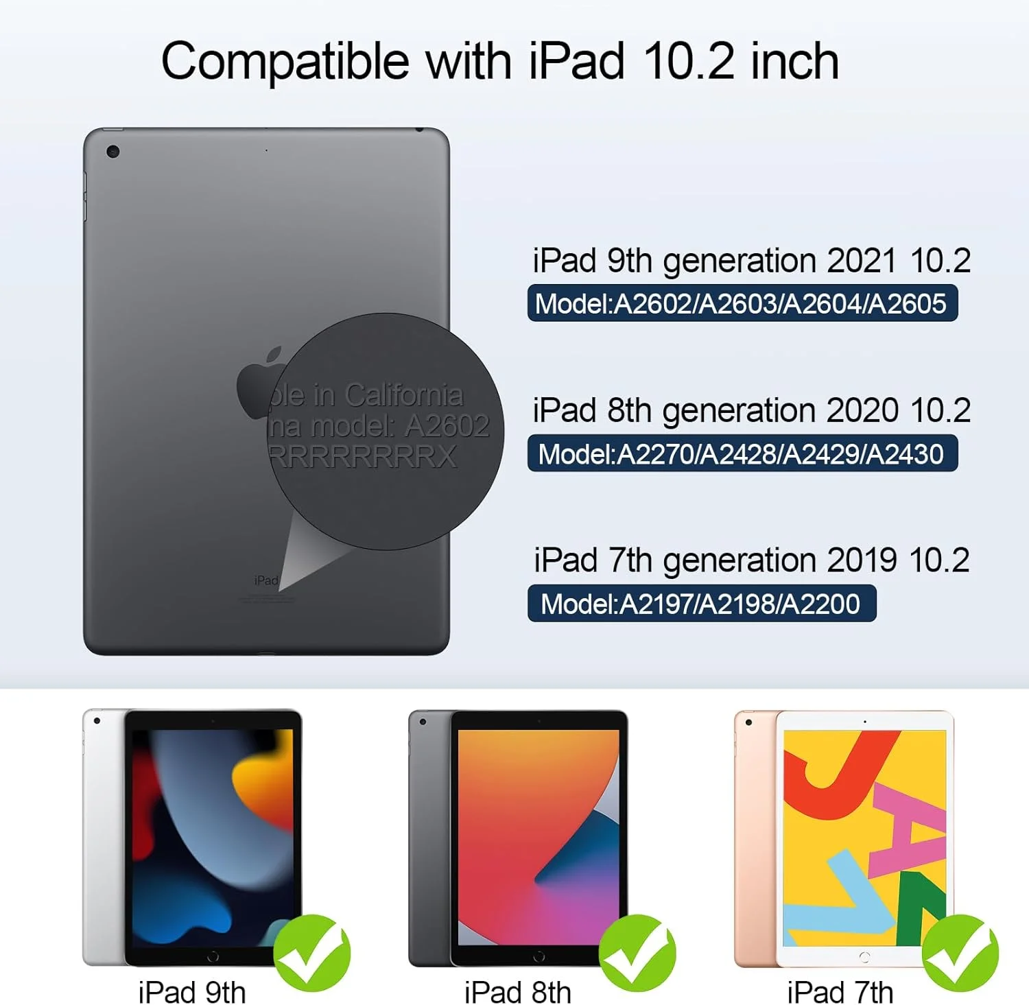 کاور محافظ تاشو Azmyeuo برای آیپد نسل 9/8/7 اینچ 10.2 اینچی با [نگهدارنده مداد][حالت بیدار/خواب خودکار][پشت شفاف] برای آیپد 10.2 اینچی 2021/2020/2019، کاور آیپد 10.2 (مرمر صورتی)